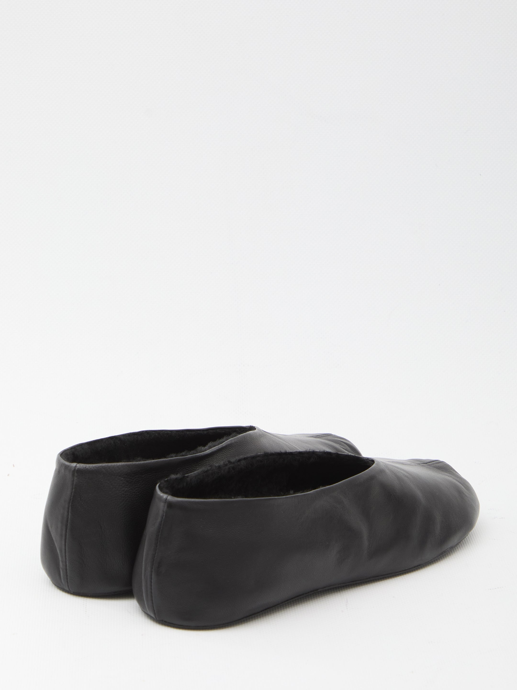 THE ROW Luxurious Leather and Shearling Slipper