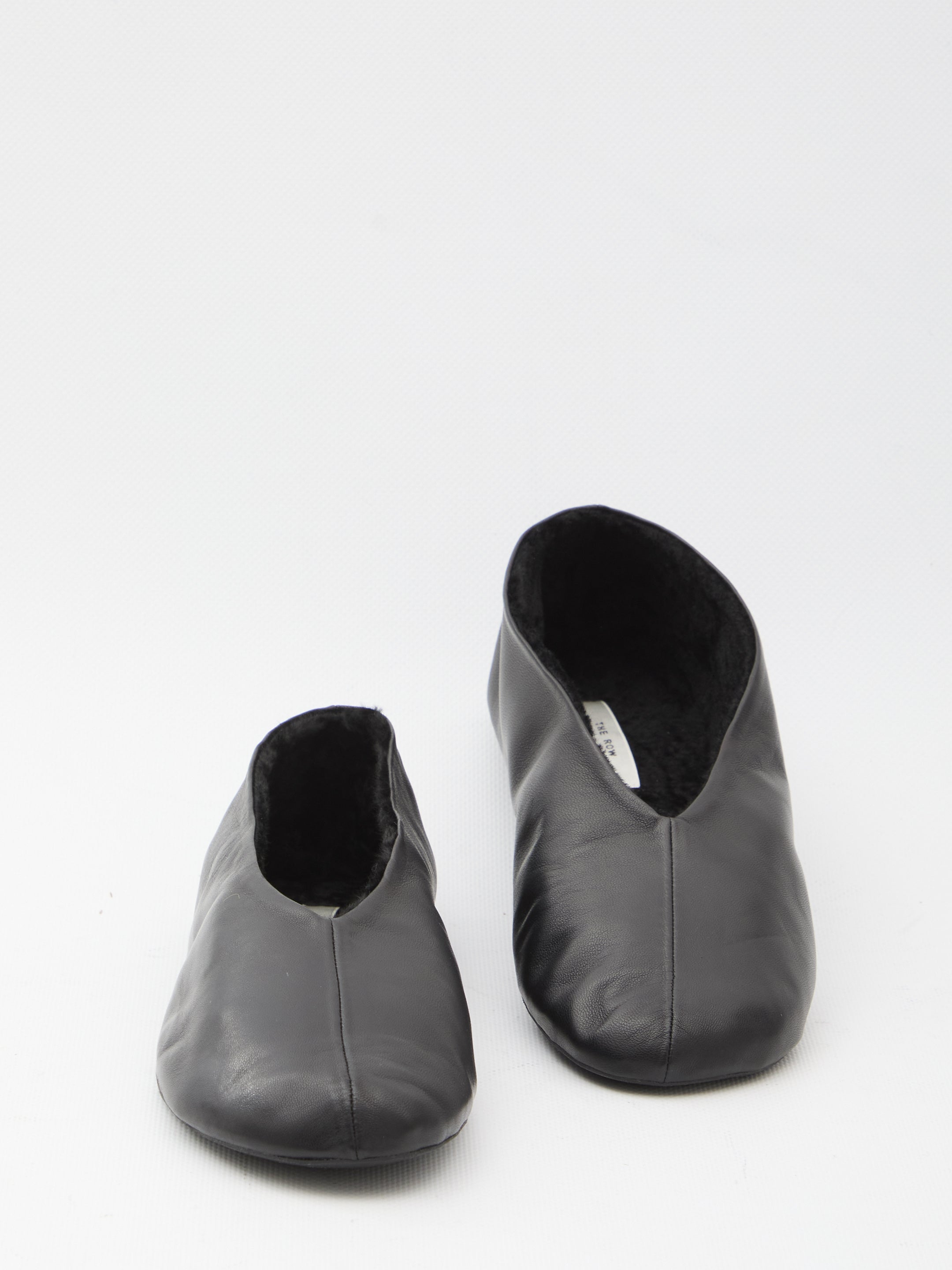 THE ROW Luxurious Leather and Shearling Slipper