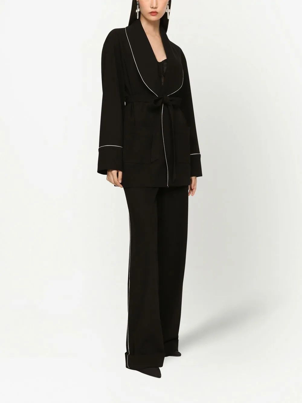 DOLCE & GABBANA Piped Belted Scarf Jacket