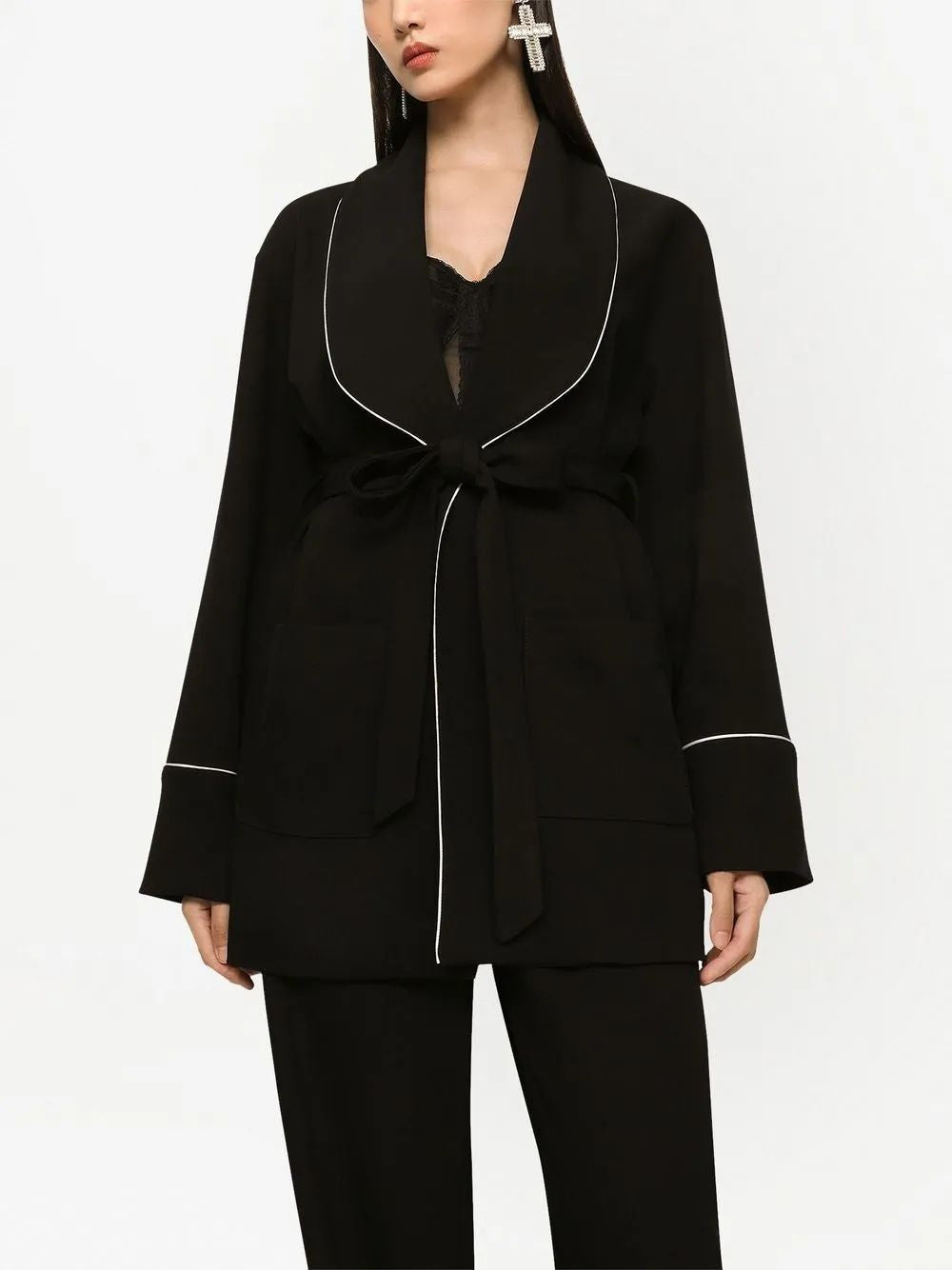 DOLCE & GABBANA Piped Belted Scarf Jacket