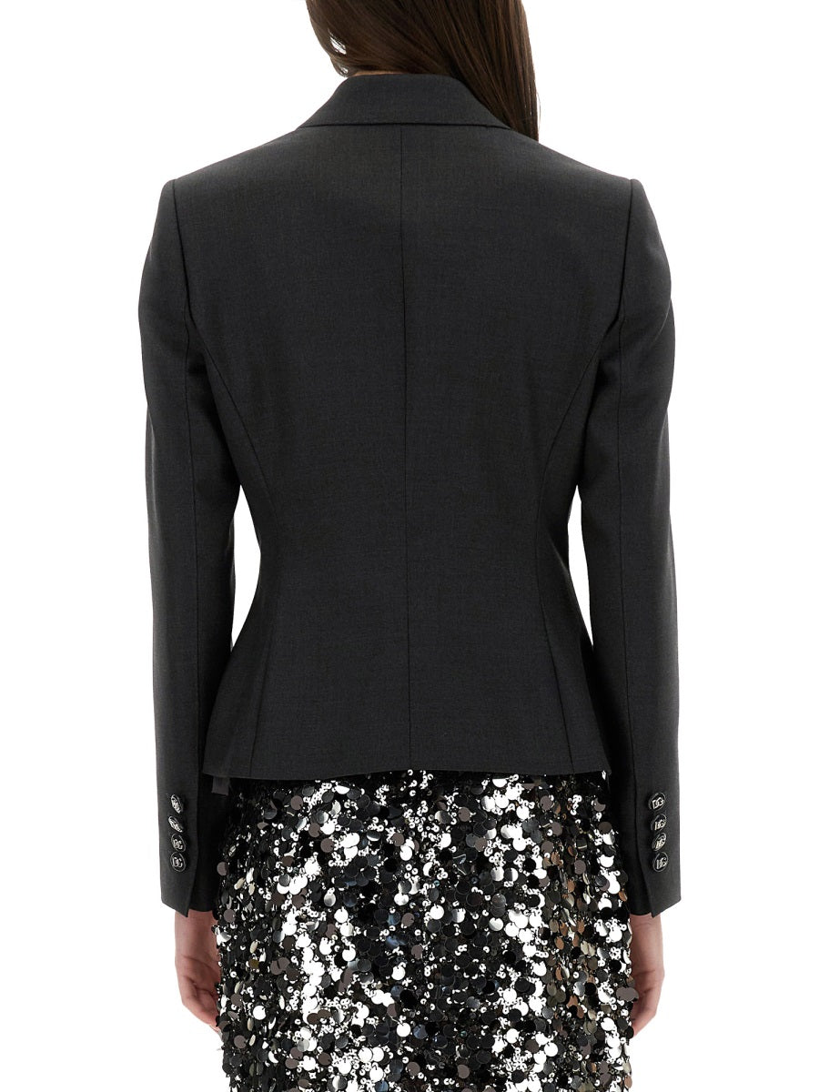 DOLCE & GABBANA Double-Breasted Jacket with Logo Buttons (Size 40)