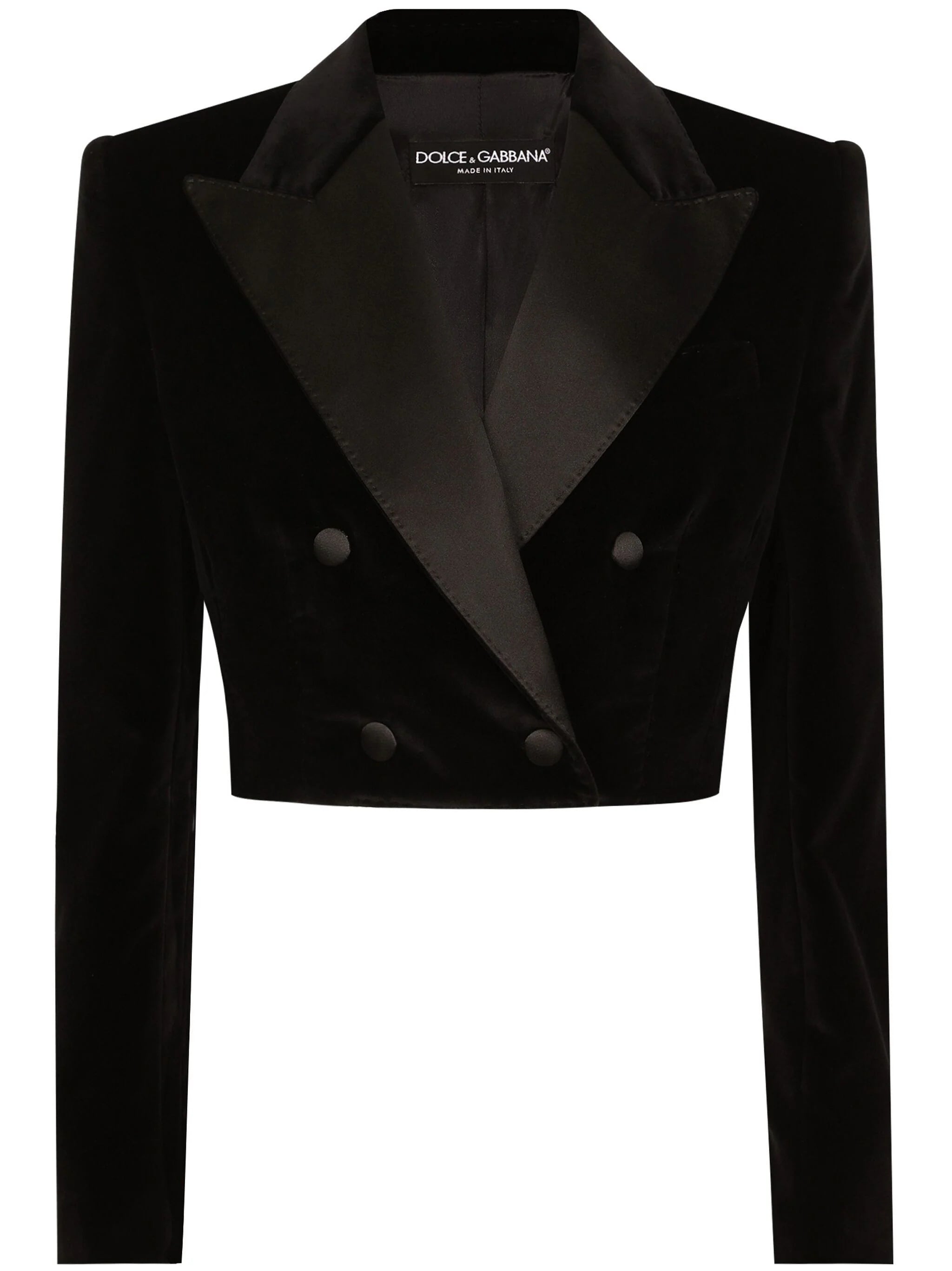 DOLCE & GABBANA Double-Breasted Crop Wool Blazer