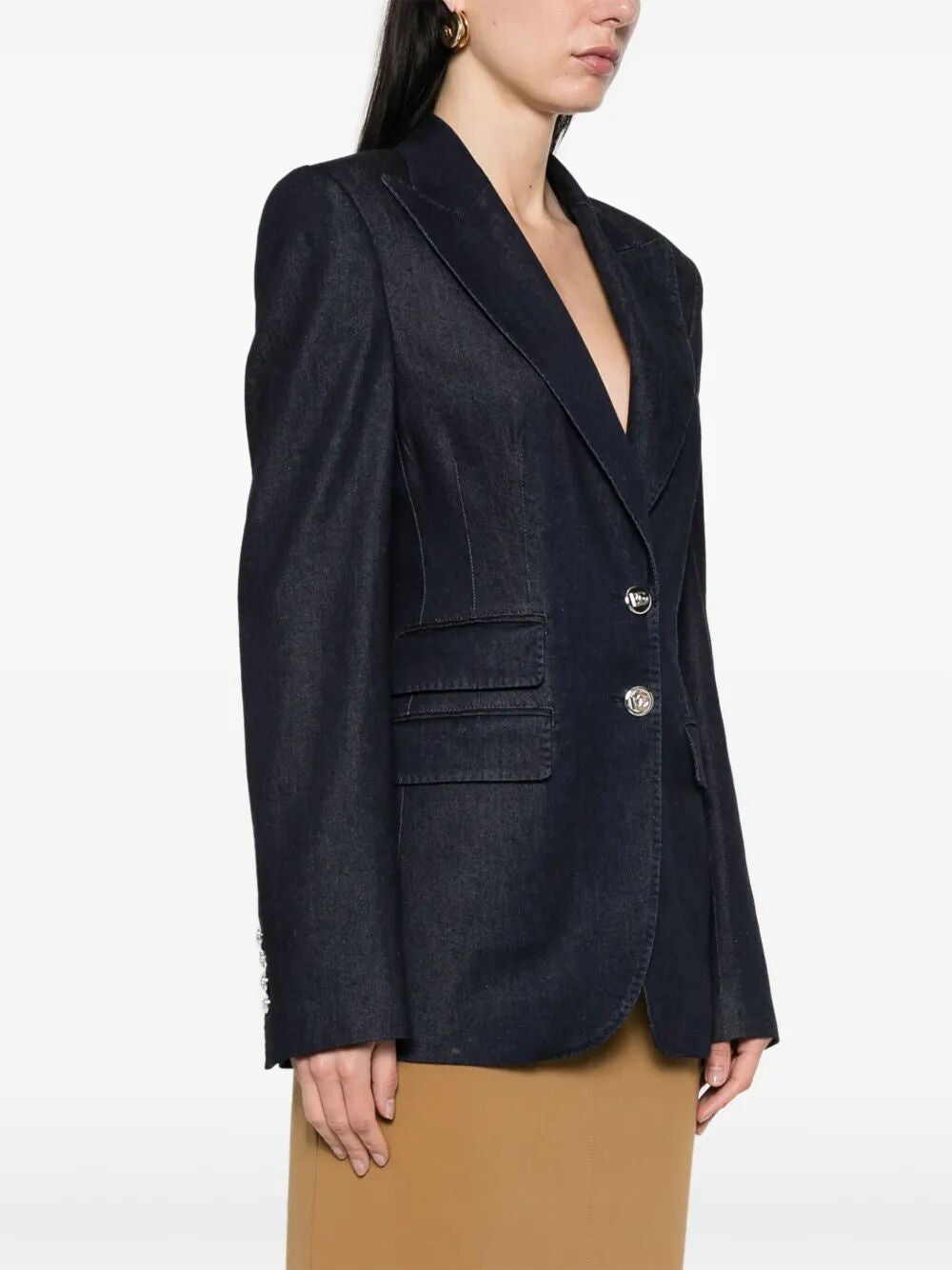 DOLCE & GABBANA Single Breasted Denim and Silk Turlington Jacket