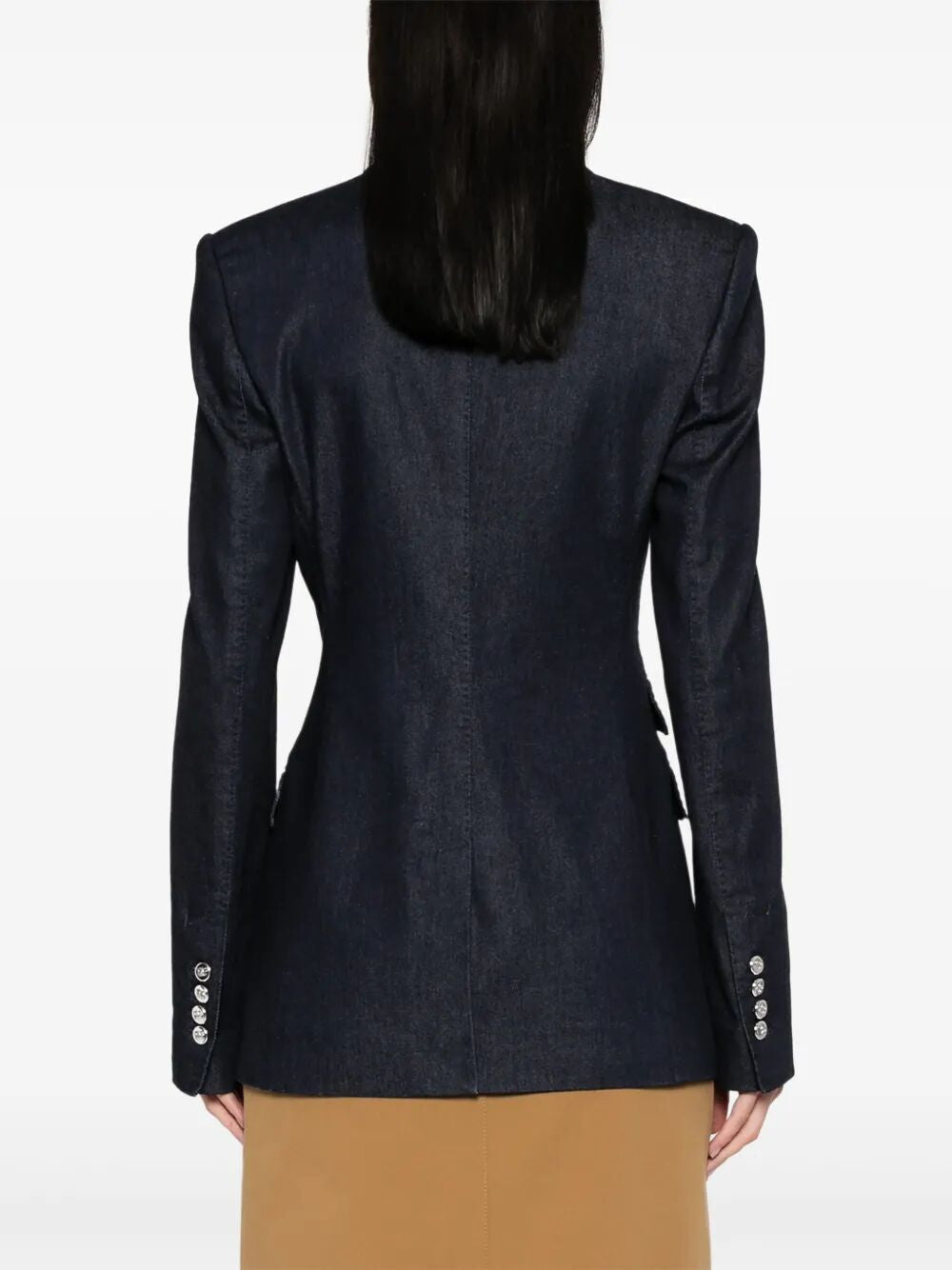 DOLCE & GABBANA Single Breasted Denim and Silk Turlington Jacket