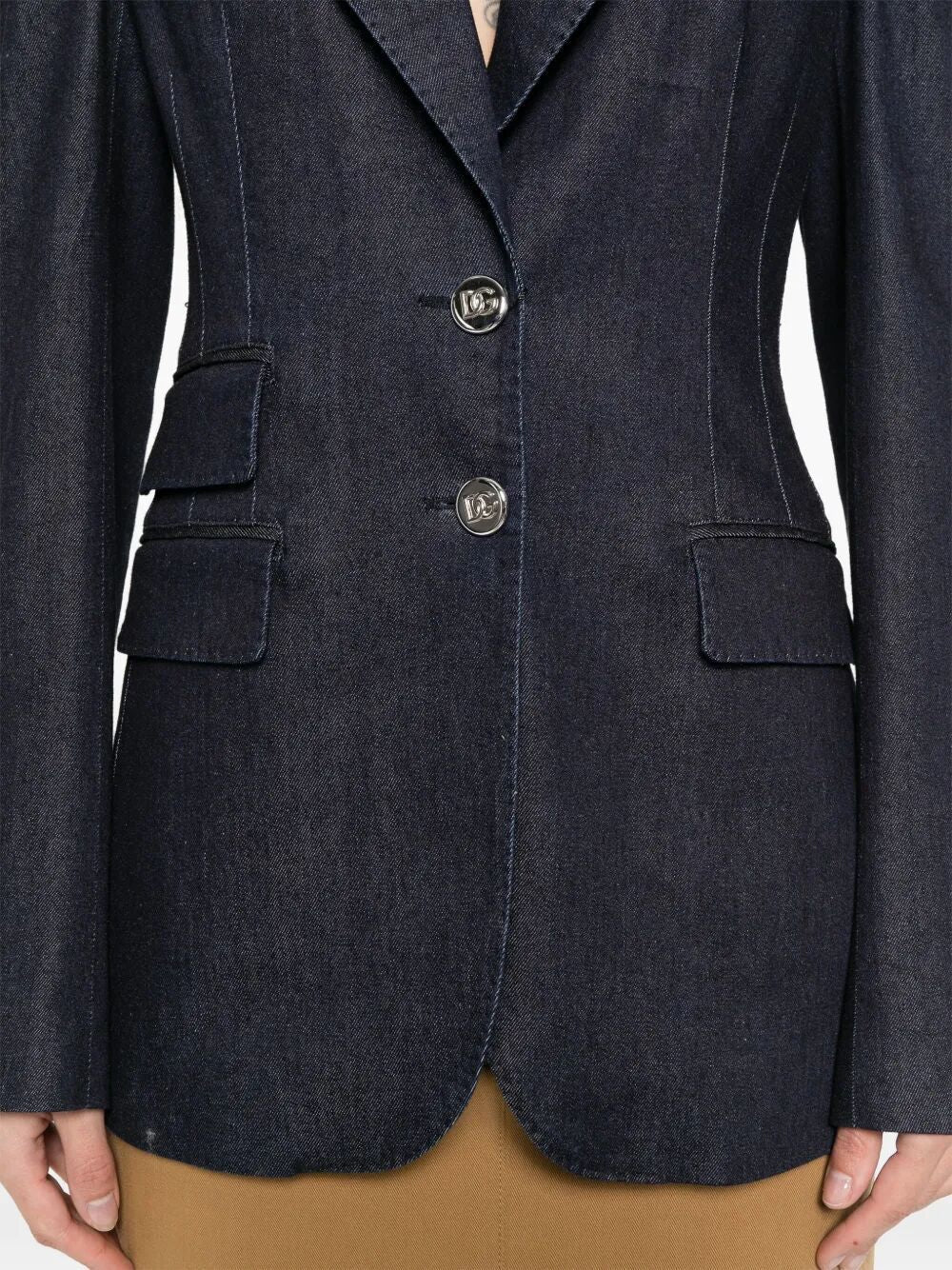 DOLCE & GABBANA Single Breasted Denim and Silk Turlington Jacket