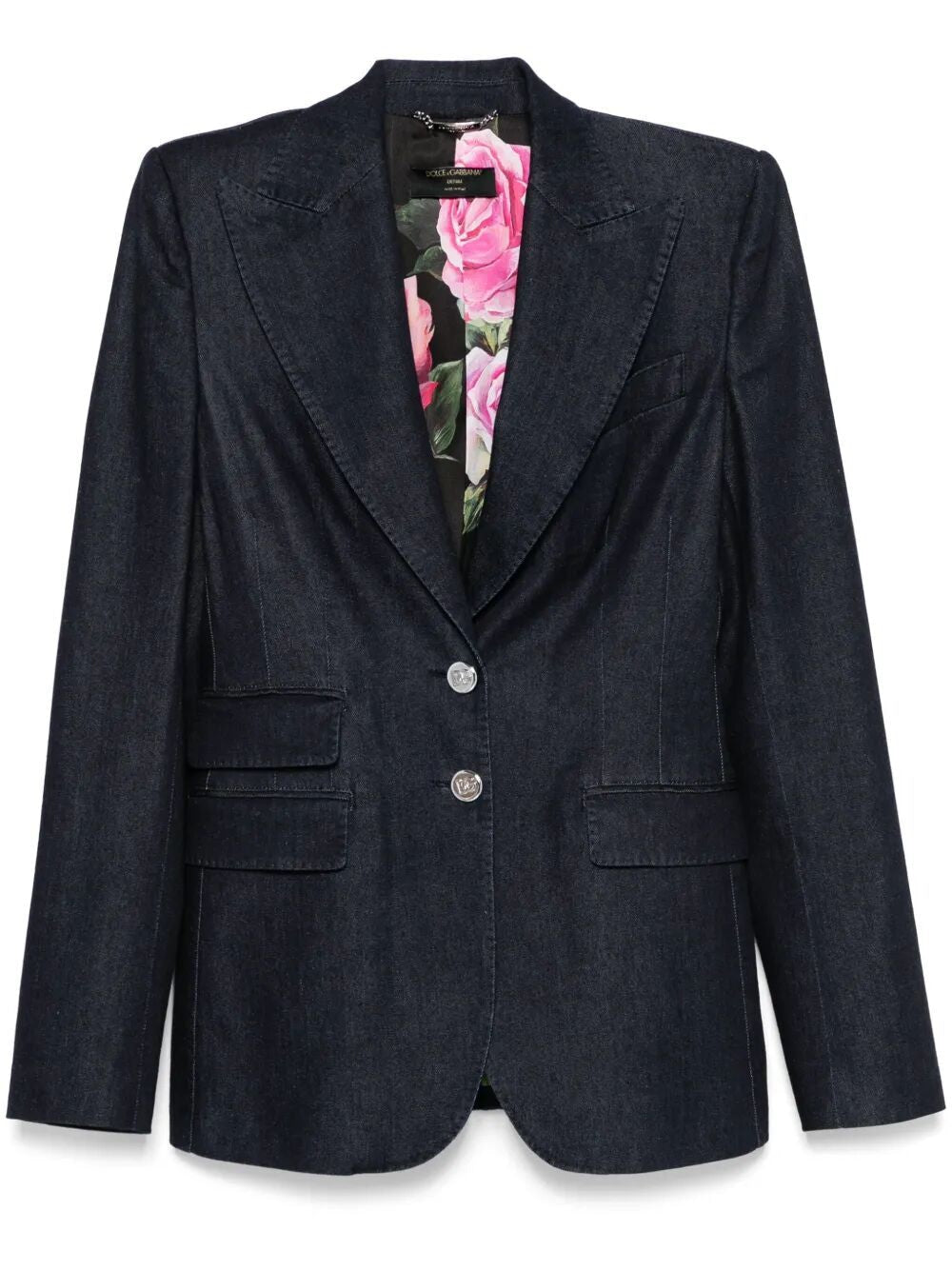 DOLCE & GABBANA Single Breasted Denim and Silk Turlington Jacket