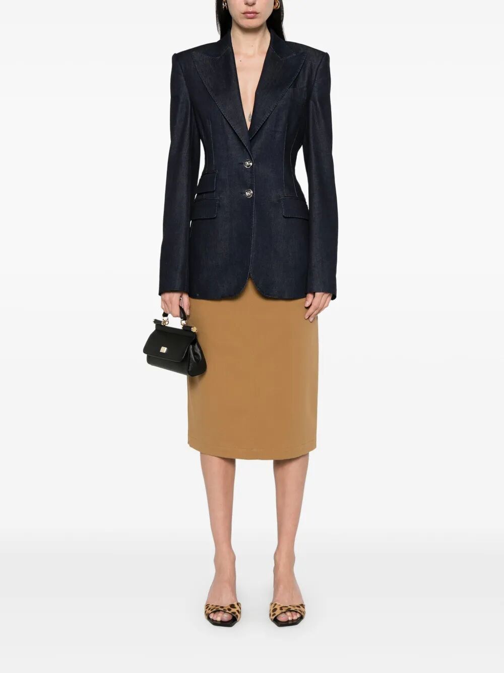 DOLCE & GABBANA Single Breasted Denim and Silk Turlington Jacket