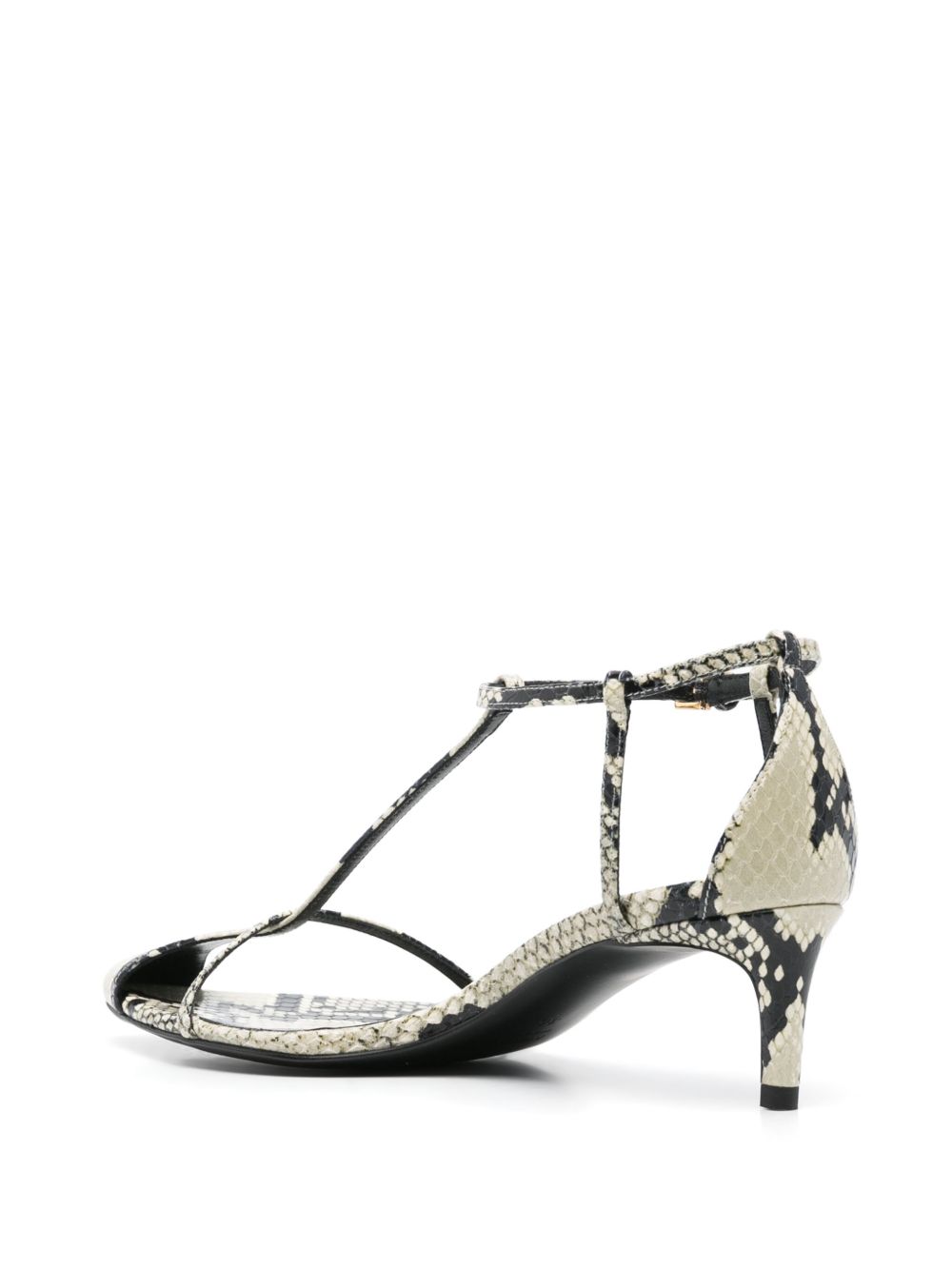 KHAITE Kitten Heel Leather Sandals with Buckle Ankle Strap