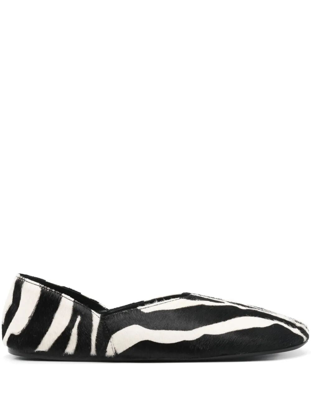 KHAITE Zebra Print Haircalf Flat Slippers