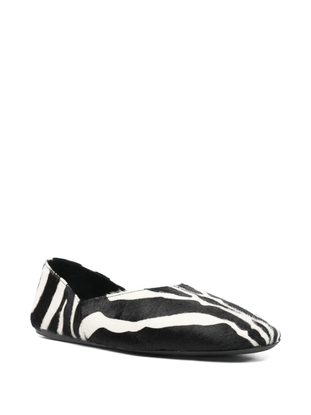KHAITE Zebra Print Haircalf Flat Slippers