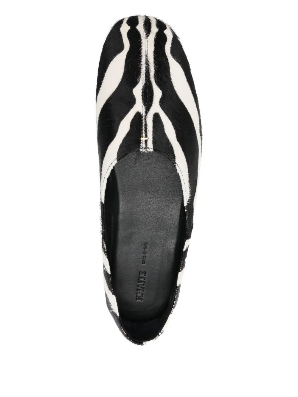 KHAITE Zebra Print Haircalf Flat Slippers