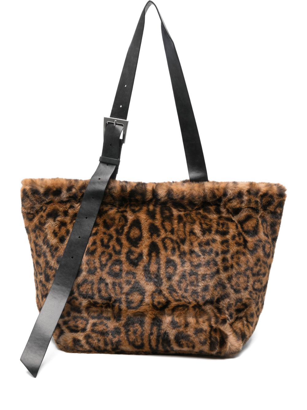 APPARIS Leopard Print Tote Handbag with Buckle Detail