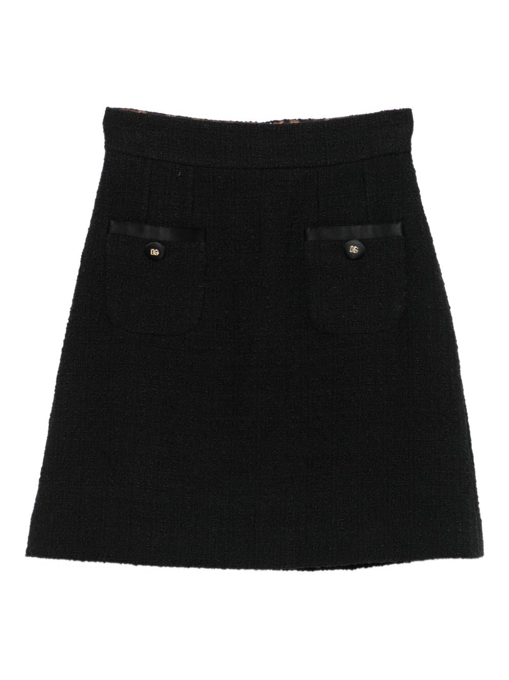 DOLCE & GABBANA Cotton Mini Skirt with Patch Pockets and Button Embellishments