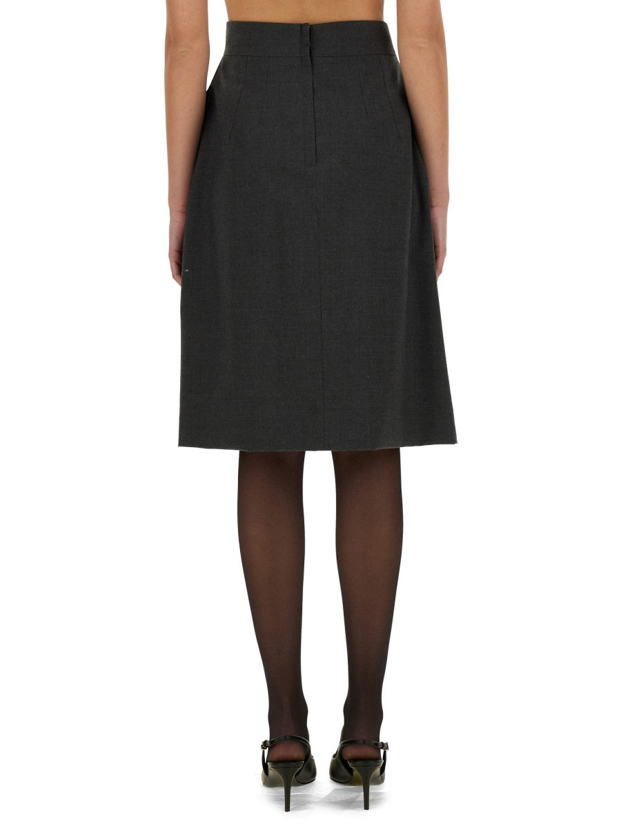 DOLCE & GABBANA Wool Midi Skirt (Size 40)