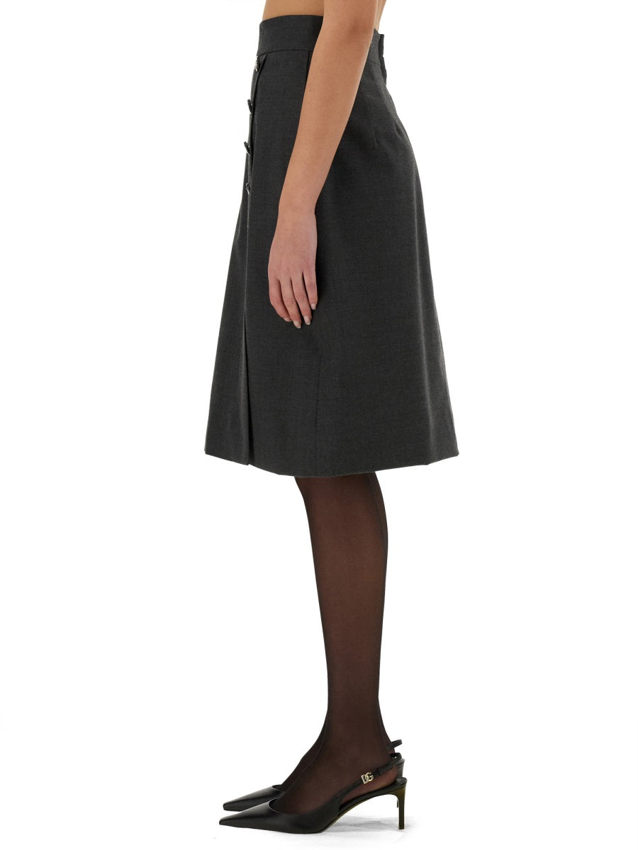 DOLCE & GABBANA Wool Midi Skirt (Size 40)