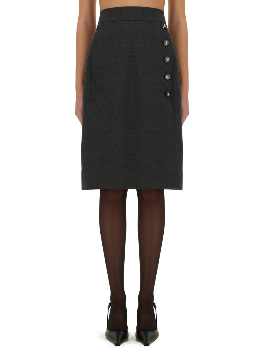 DOLCE & GABBANA Wool Midi Skirt (Size 40)