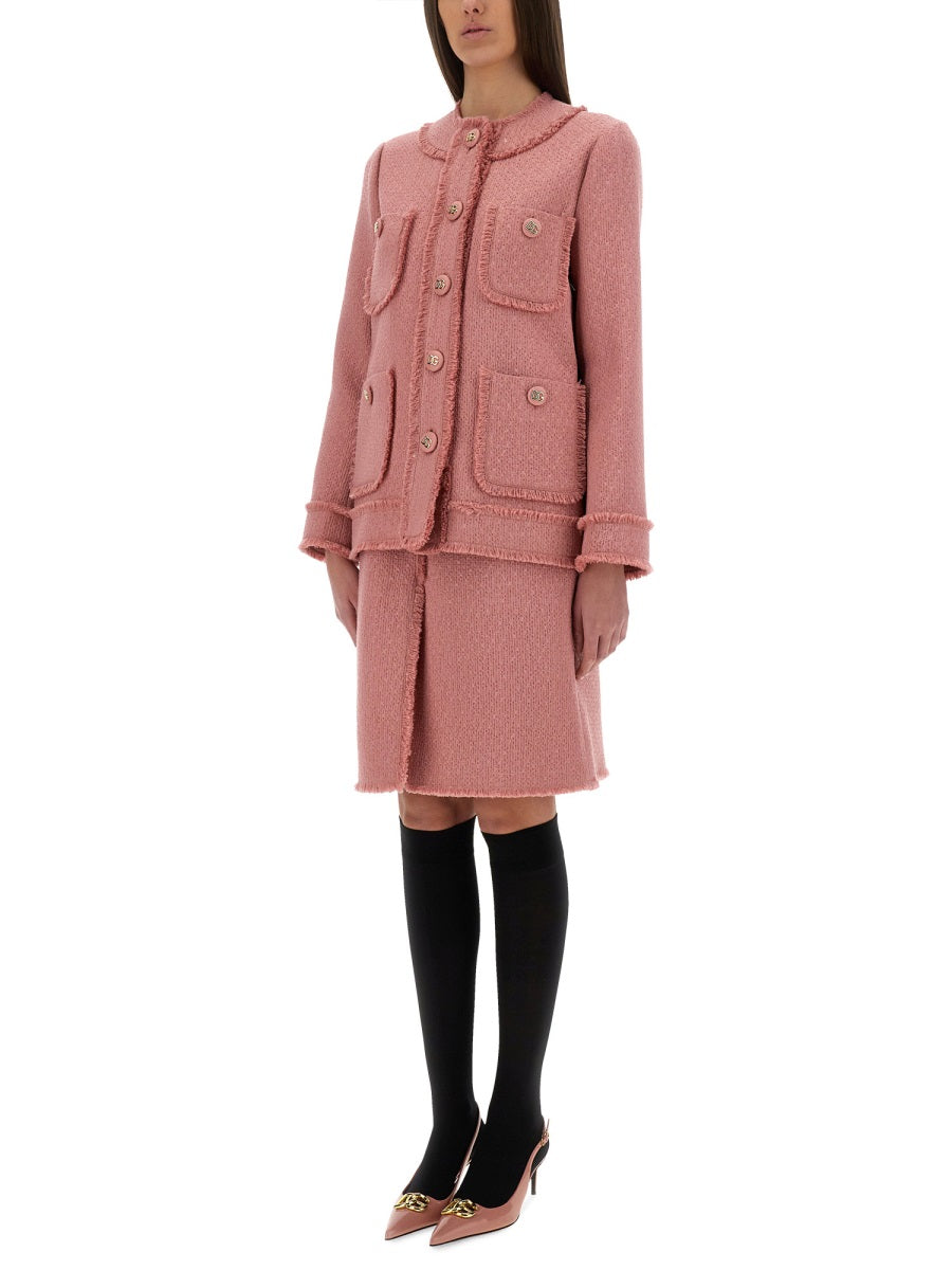 DOLCE & GABBANA Chic Tweed Midi Skirt - Size 38 IT