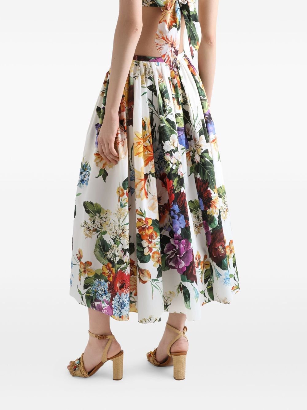 DOLCE & GABBANA Floral Print Cotton Midi Skirt