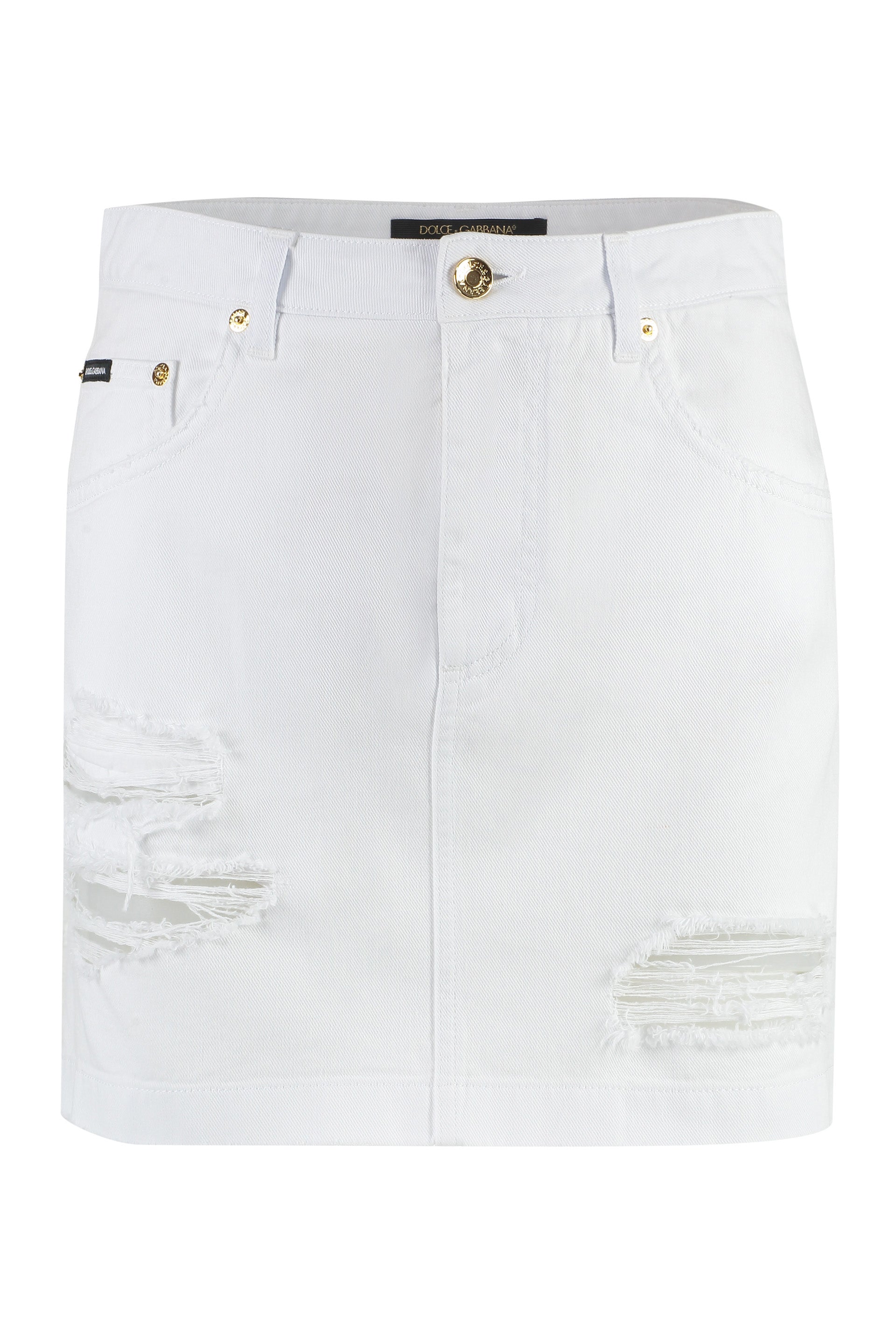 DOLCE & GABBANA Chic Denim Mini Skirt with Distressed Details