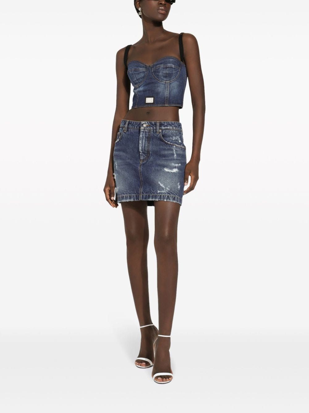 DOLCE & GABBANA Distressed Denim Mini Skirt for Women