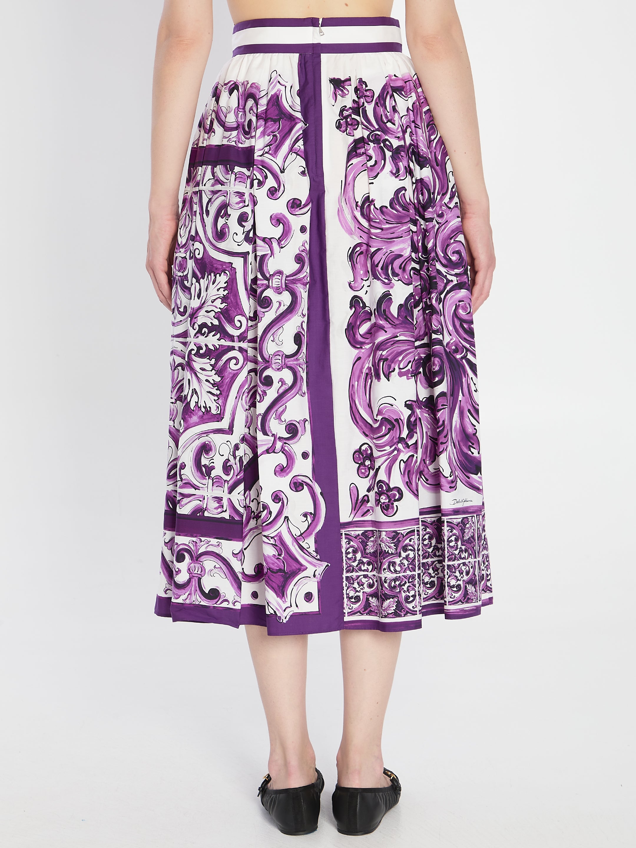 DOLCE & GABBANA Flared Pleated Midi Skirt