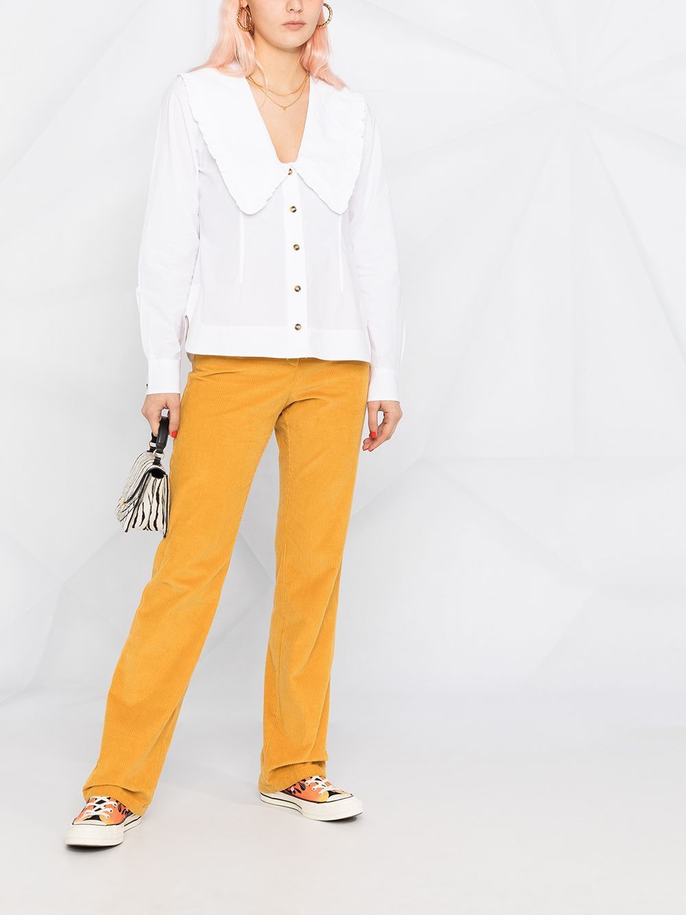 GANNI Chic Peter Pan Collar Shirt - Size 38 FR