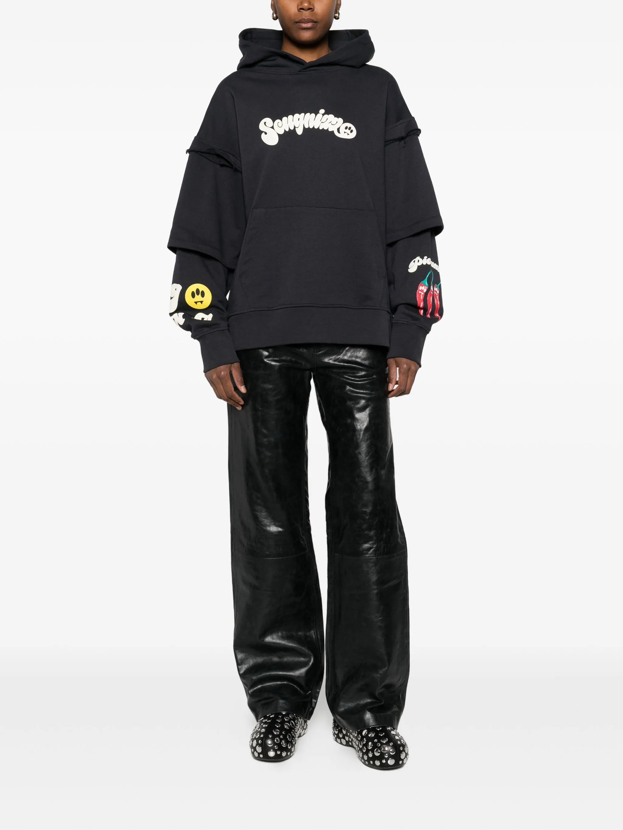 BARROW Double-Layered Unisex Hoodie with Scugnizz Print