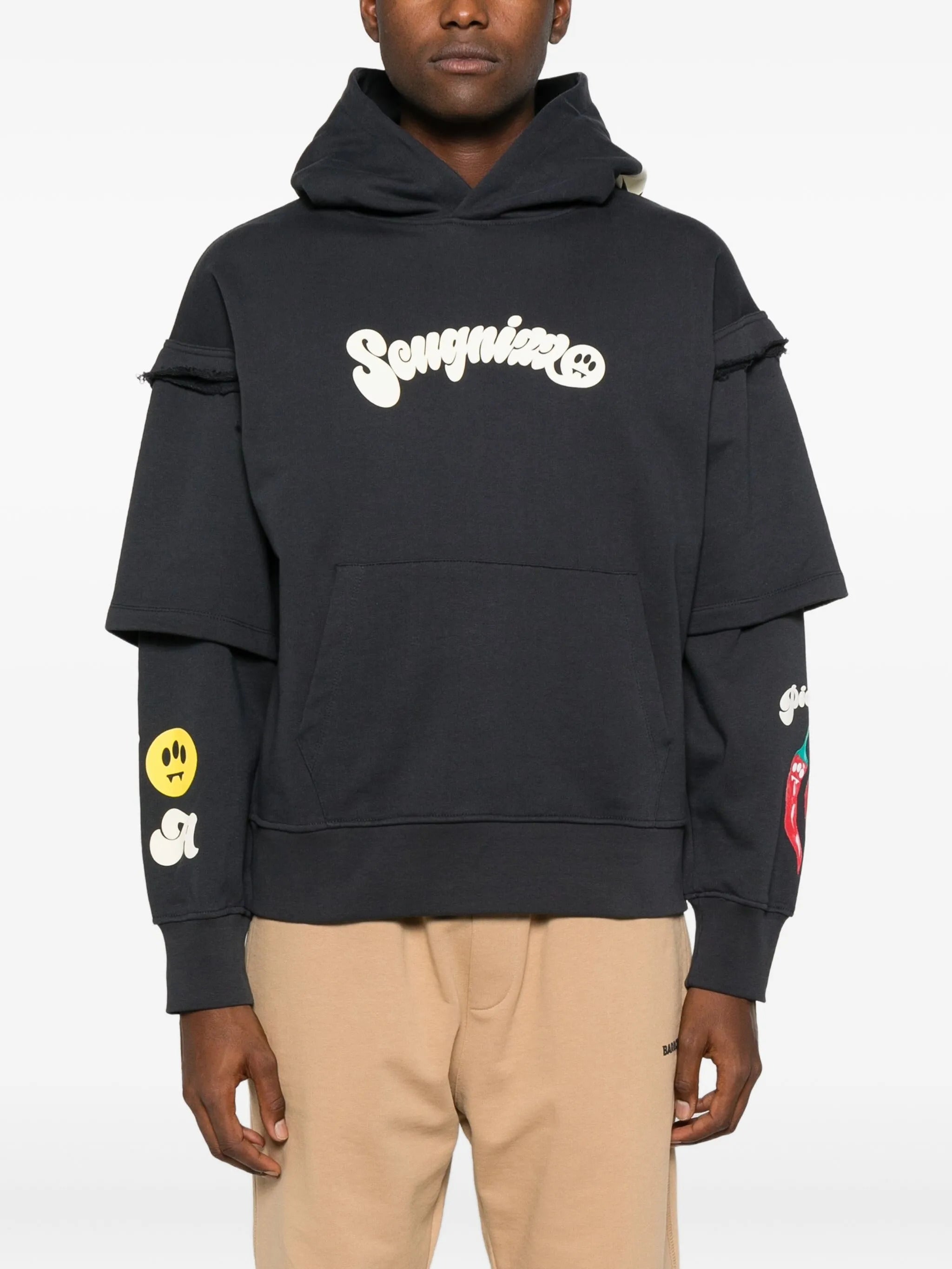 BARROW Double-Layered Unisex Hoodie with Scugnizz Print