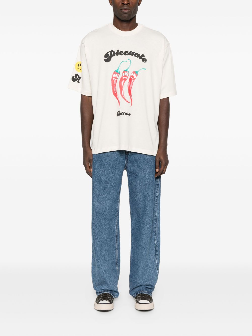 BARROW Unisex Crew Neck T-Shirt with Front Print and Logo