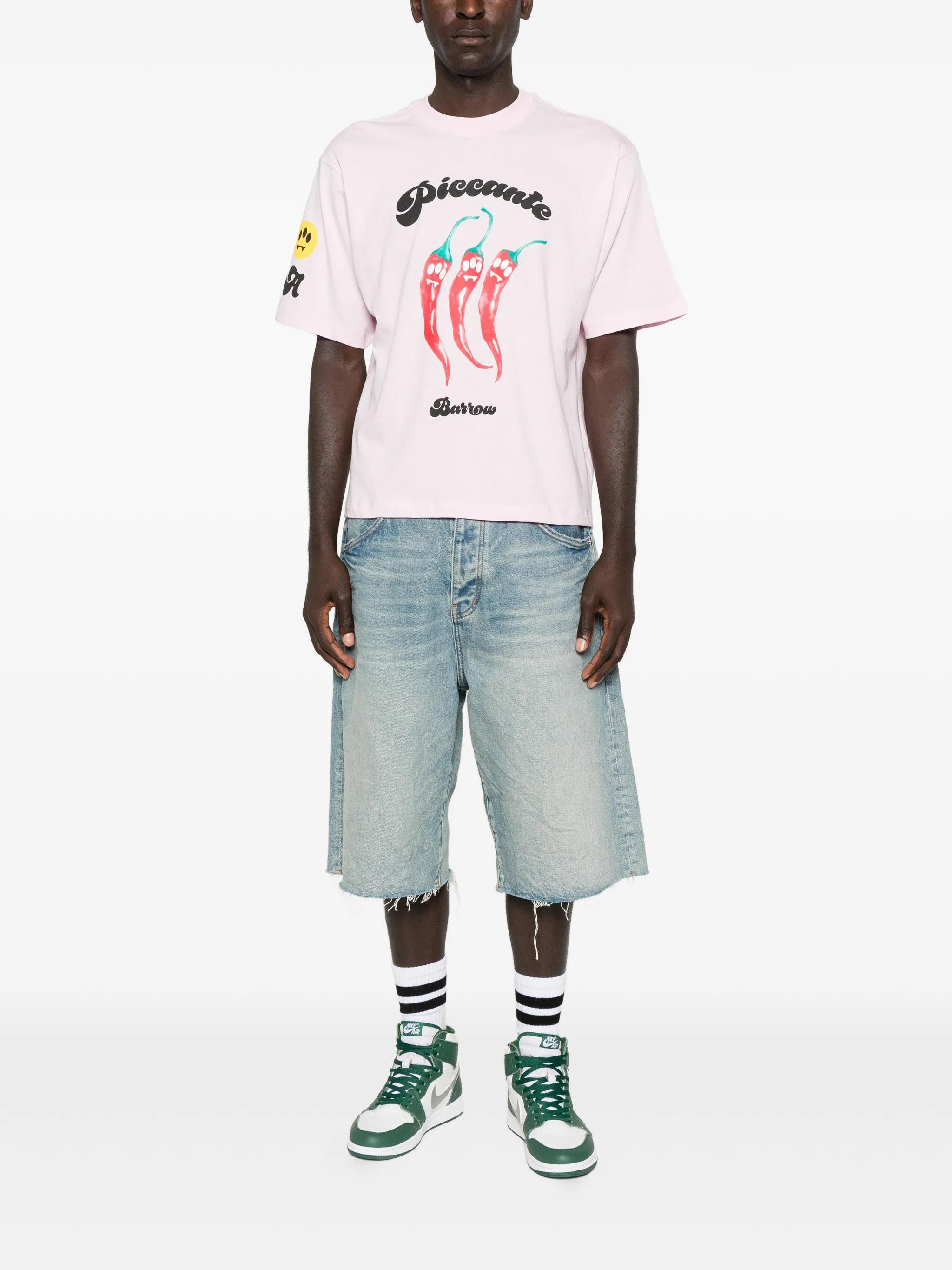 BARROW Unisex Crew Neck T-Shirt with Front and Sleeve Prints