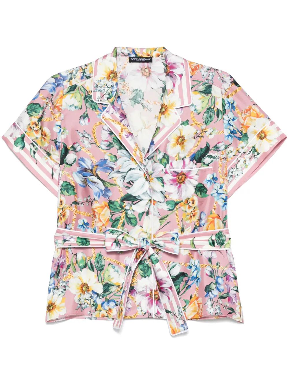 DOLCE & GABBANA Women's Mini Shirt with Floral Print and Stylish Belt