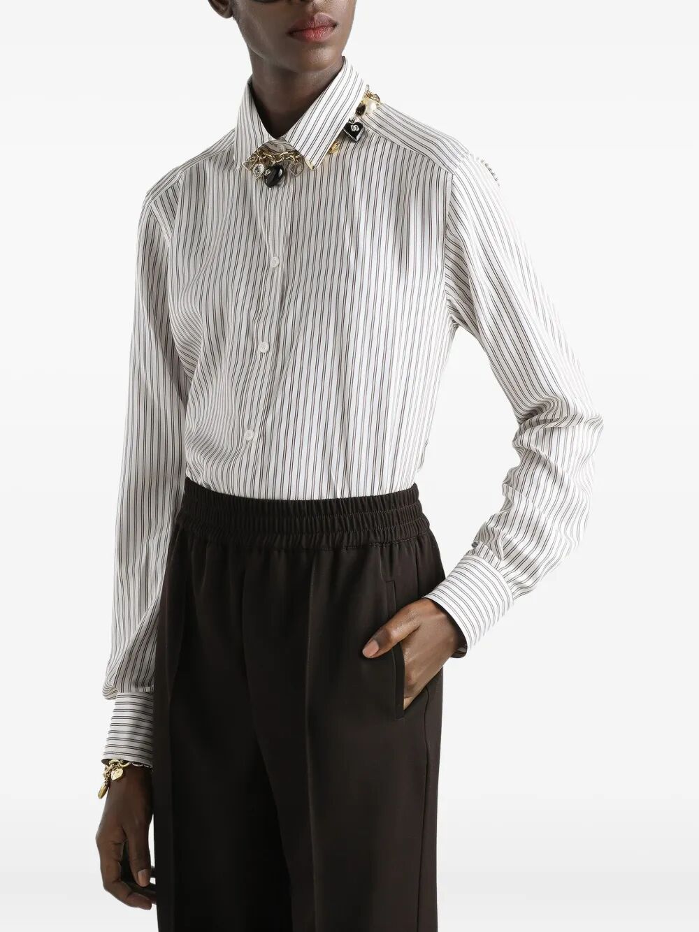 DOLCE & GABBANA Silk Shirt with Striped Print