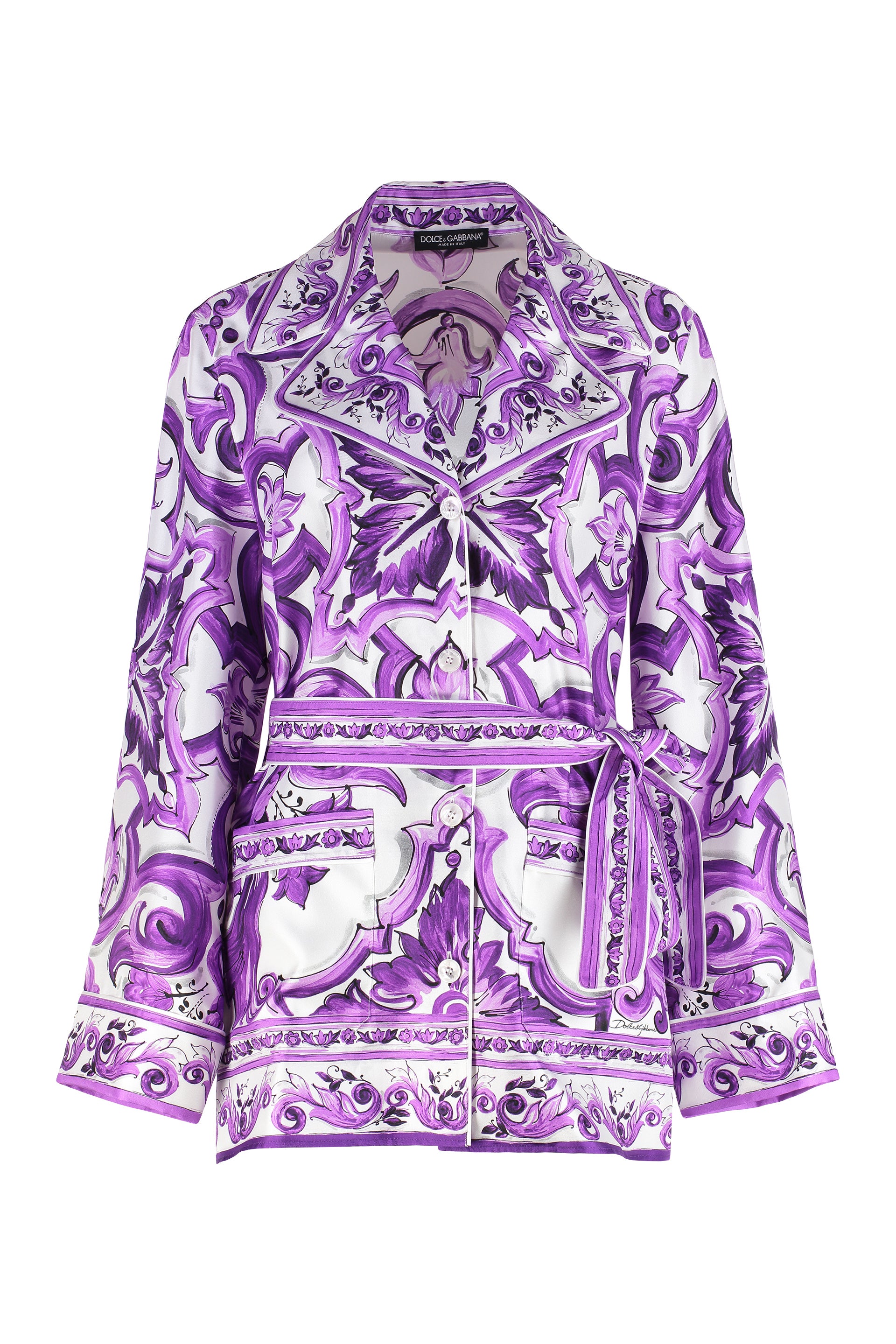 DOLCE & GABBANA Printed Twill Shirt with Coordinated Waist Belt