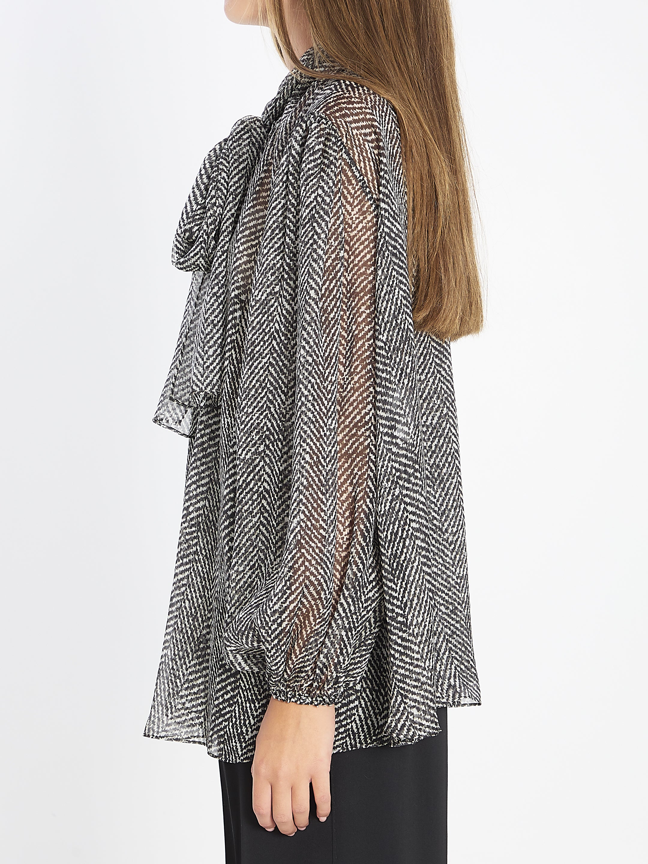 DOLCE & GABBANA Chevron-Print Silk Chiffon Shirt