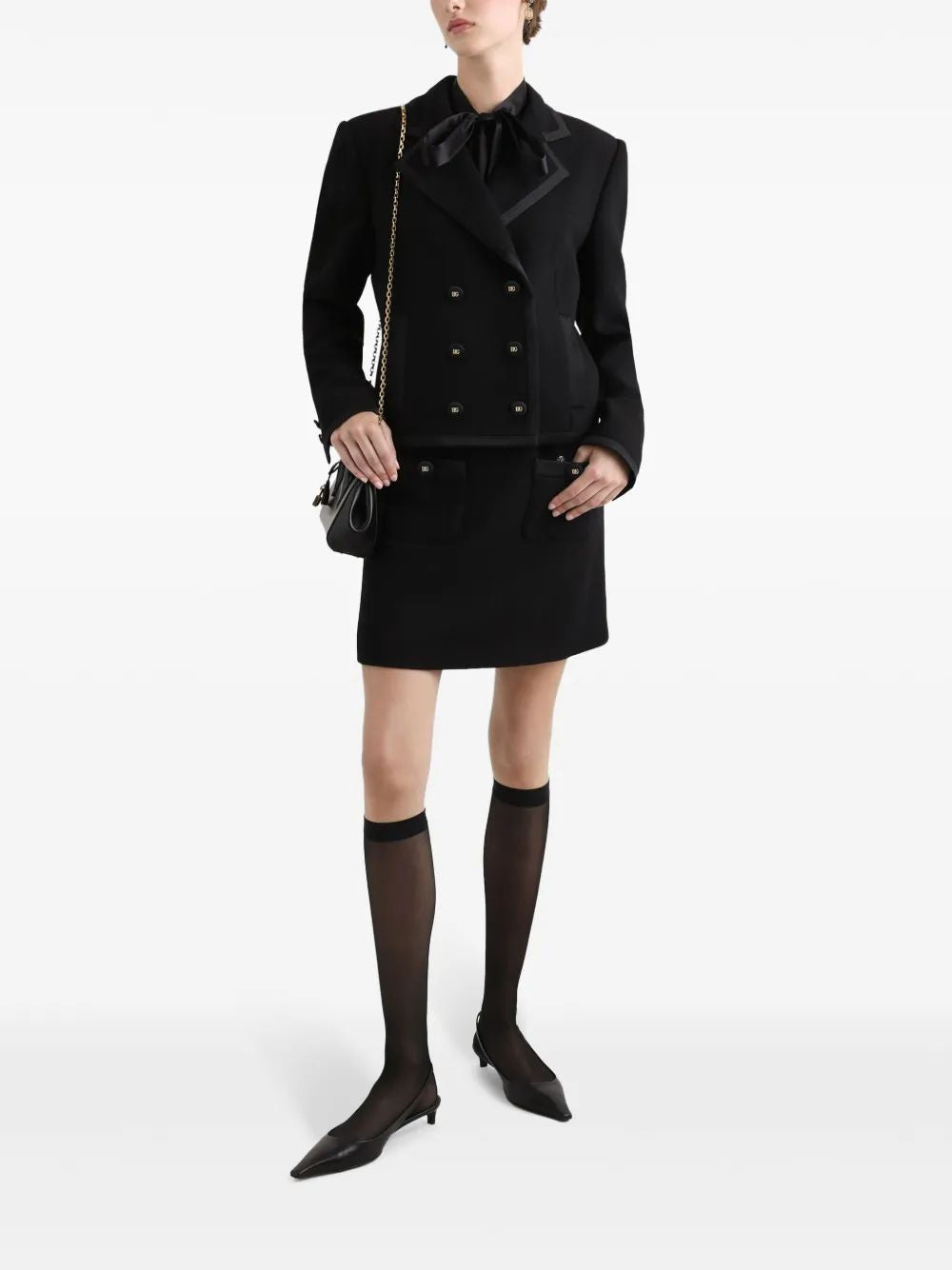 DOLCE & GABBANA Silk Button-Up Shirt with Bow