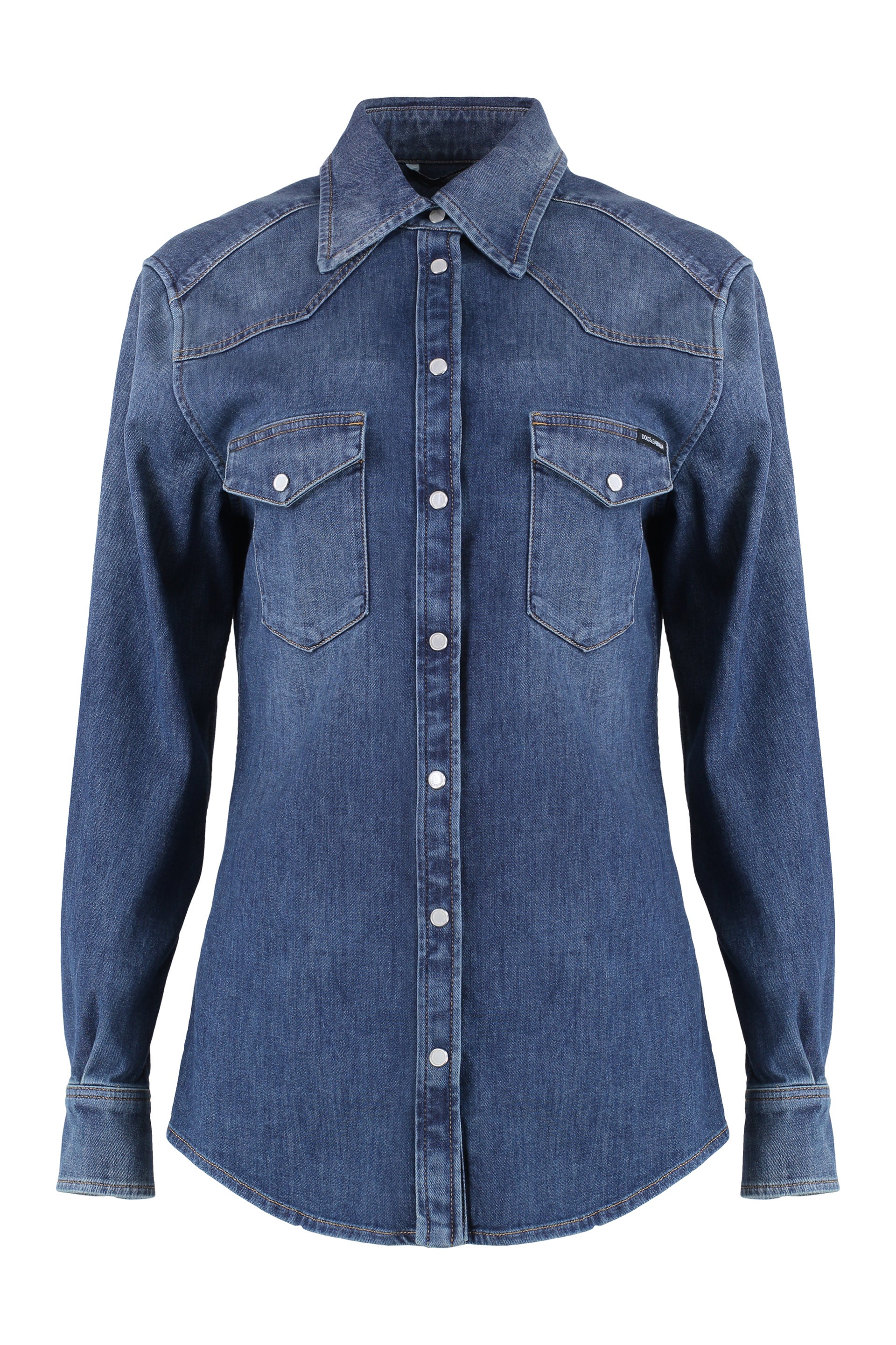DOLCE & GABBANA Women's Denim Shirt with Contrast Stitching