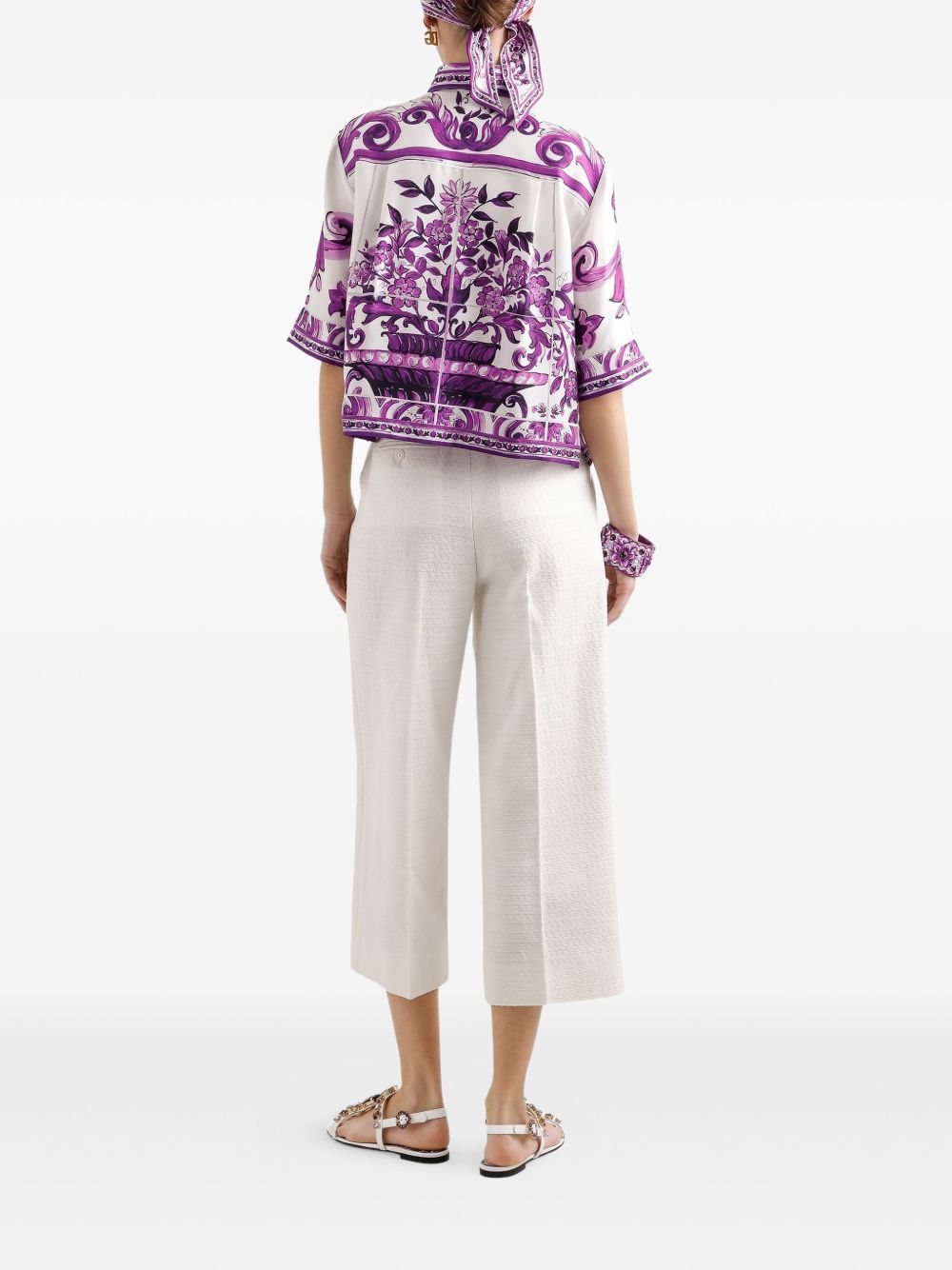 DOLCE & GABBANA Majolica Print Silk Shirt - Size 40