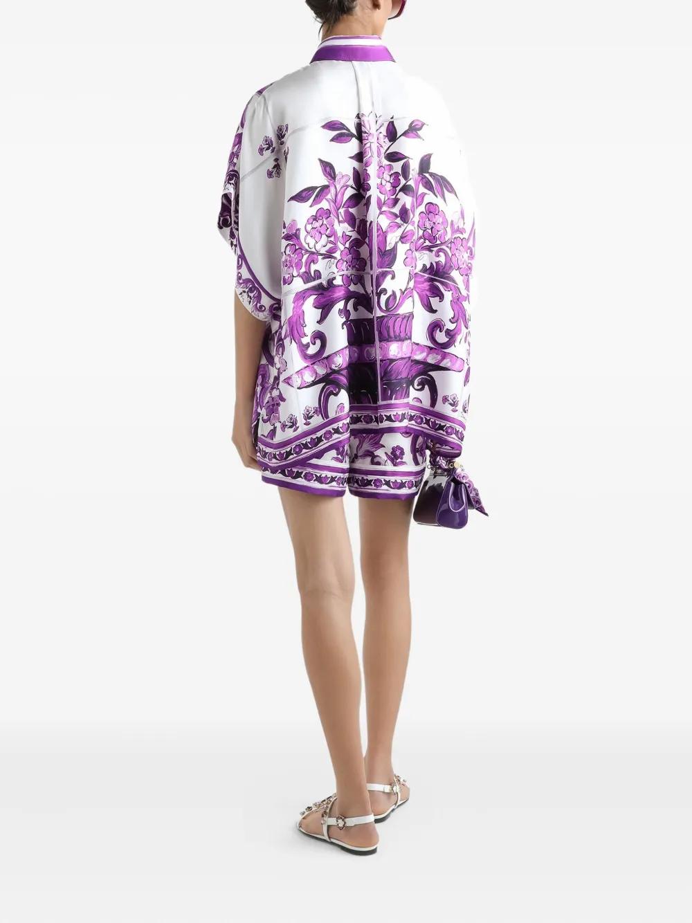 DOLCE & GABBANA Maiolica Print Silk Shirt for Women