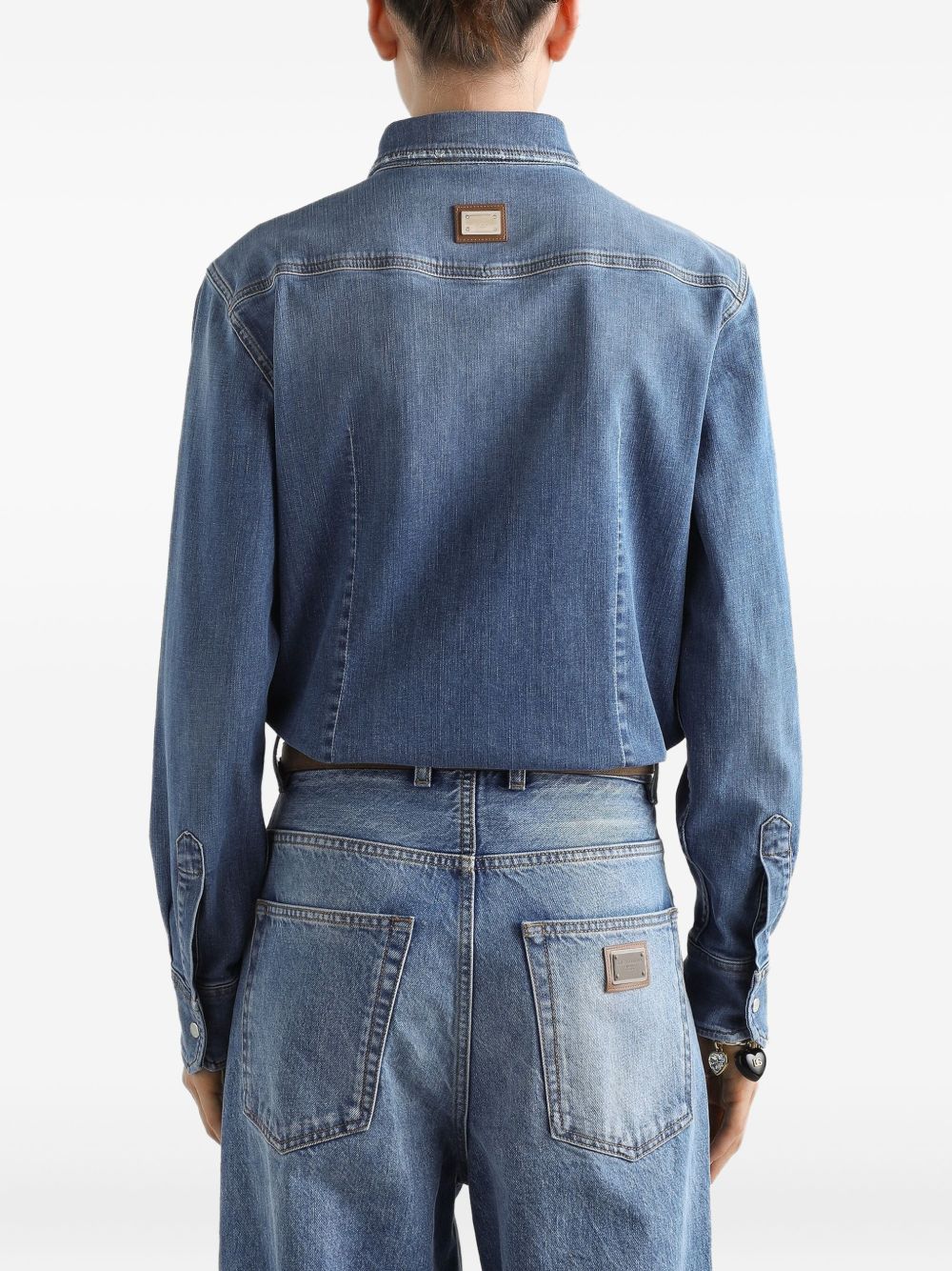 DOLCE & GABBANA Chic Denim Cotton Shirt with Chest Pockets for Women