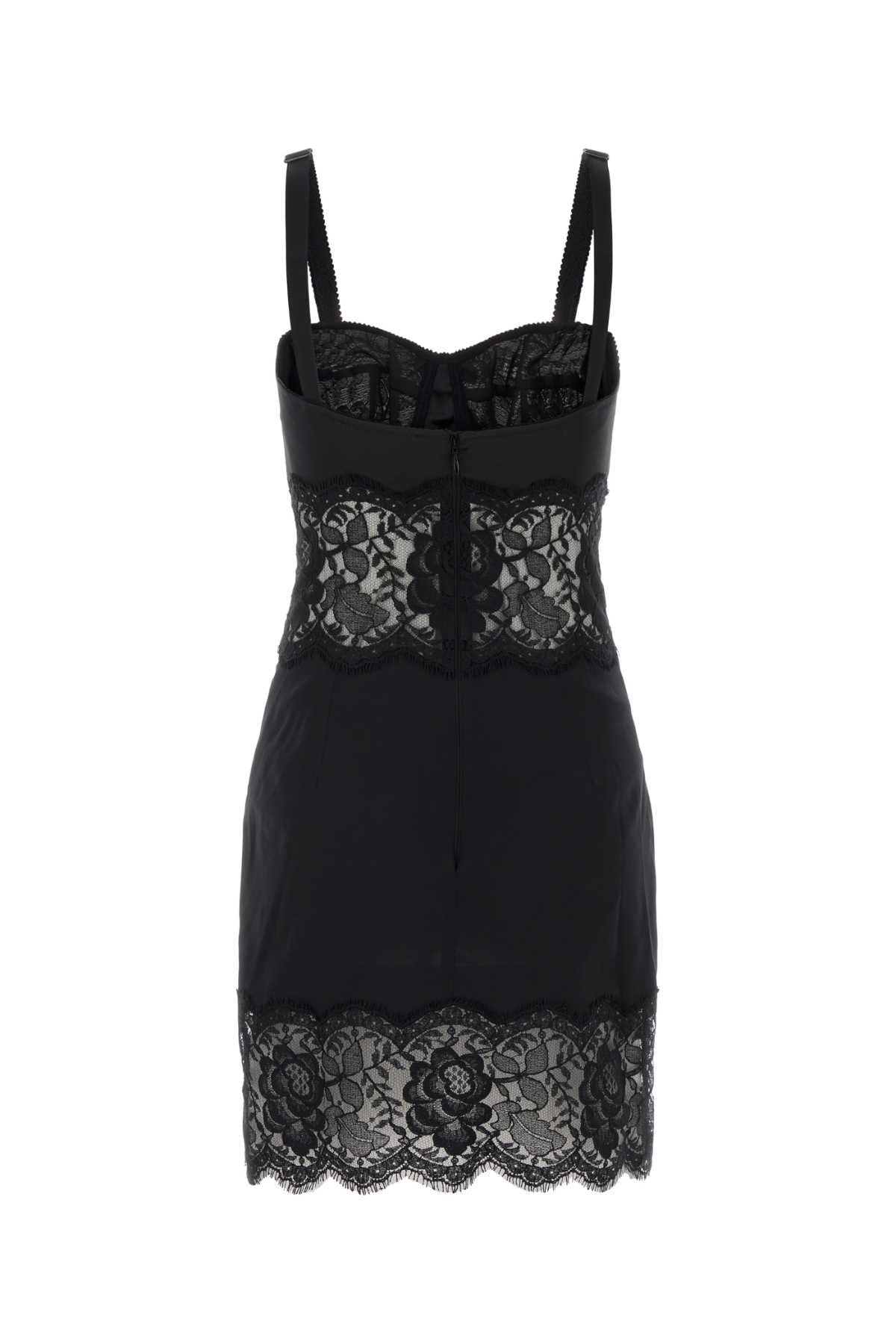 DOLCE & GABBANA Satin and Lace Mini Dress