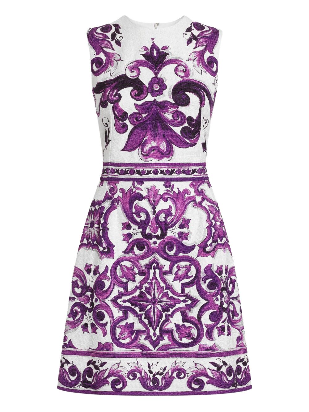 DOLCE & GABBANA Mini Cotton Blend Dress with Maiolica Print