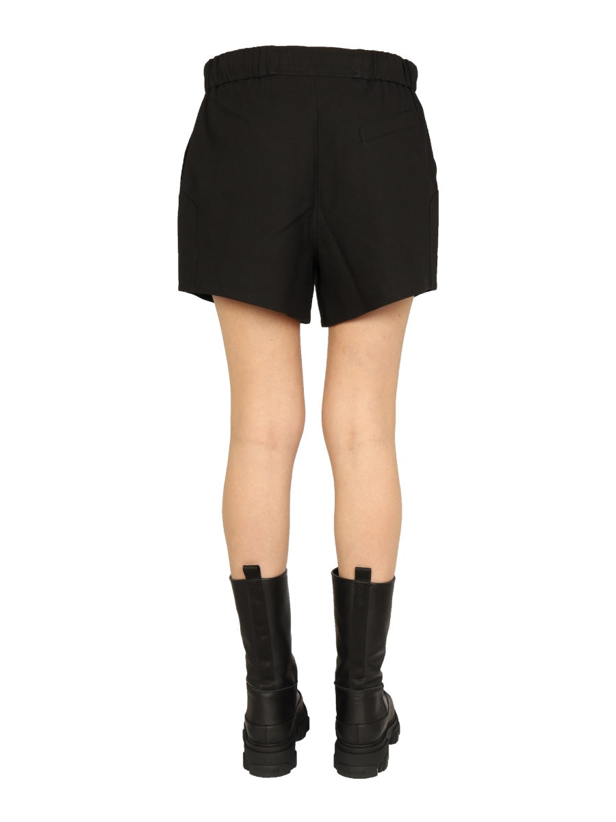 GANNI Ruffled Elastic Waist Mini Shorts
