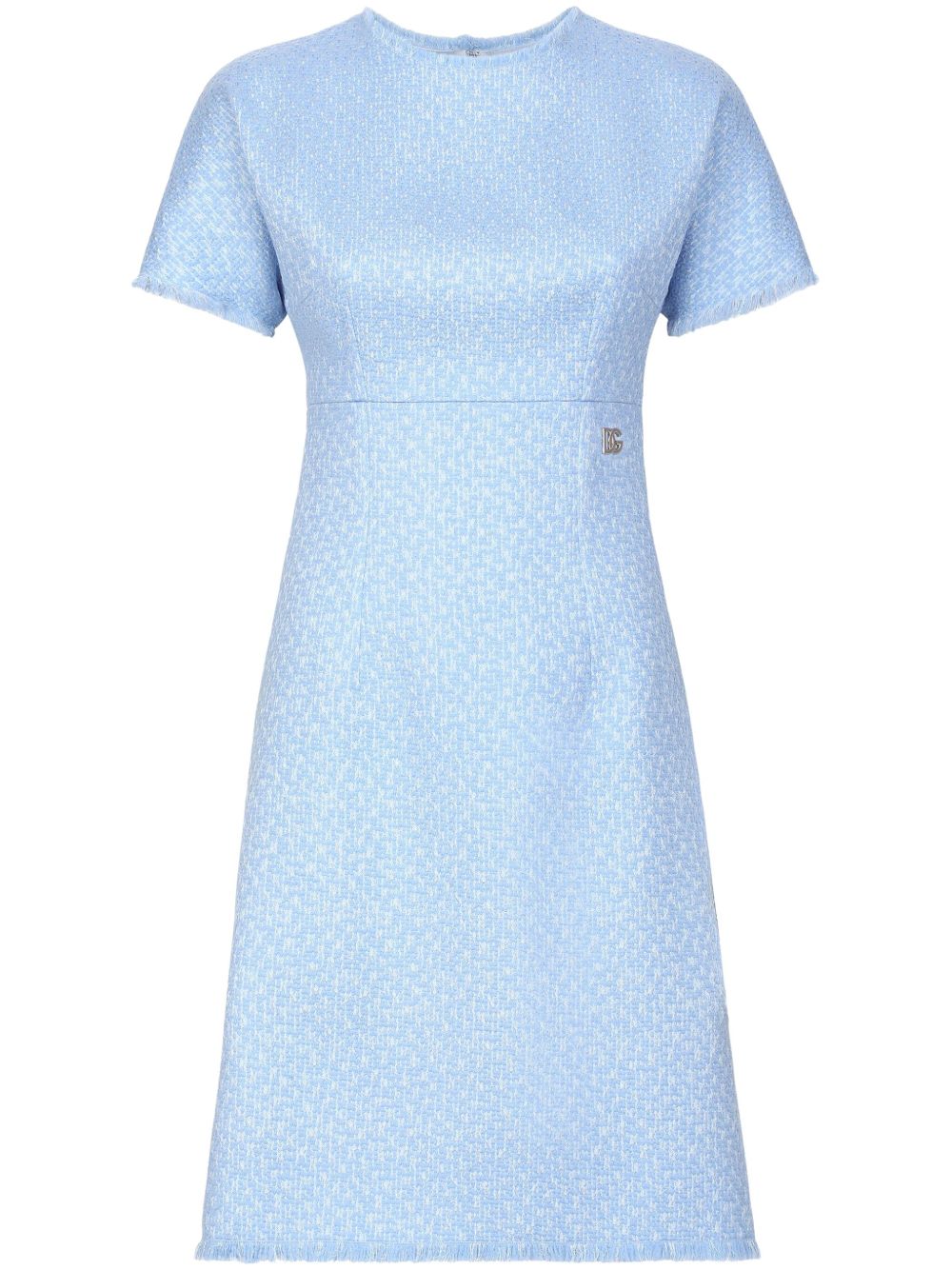DOLCE & GABBANA Mini A-Line Tweed Dress with Logo