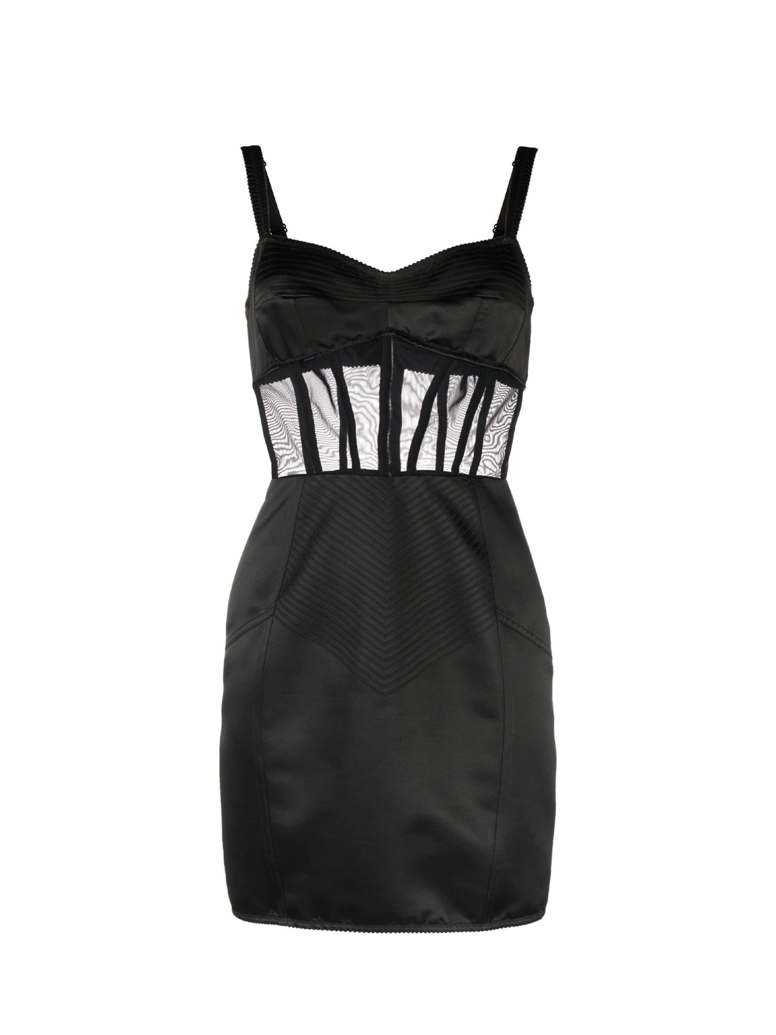 DOLCE & GABBANA Boned Bodice Panelled Mini Satin Dress
