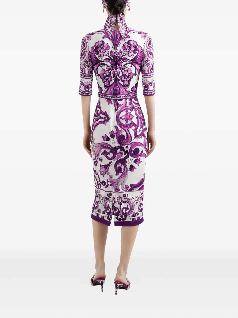DOLCE & GABBANA Maiolica Print Midi Dress