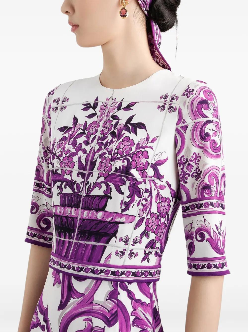 DOLCE & GABBANA Maiolica Print Midi Dress