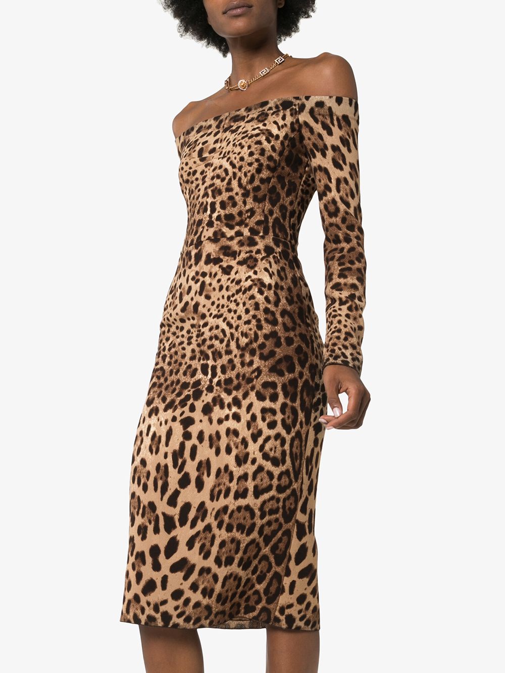 DOLCE & GABBANA Leopard Printed Wool Dress