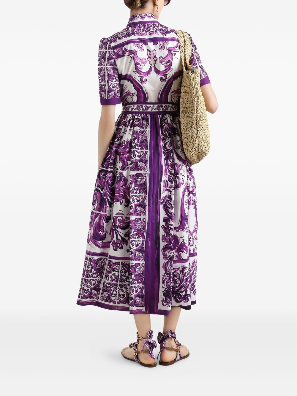 DOLCE & GABBANA Cotton Shirtdress with Tied Waist
