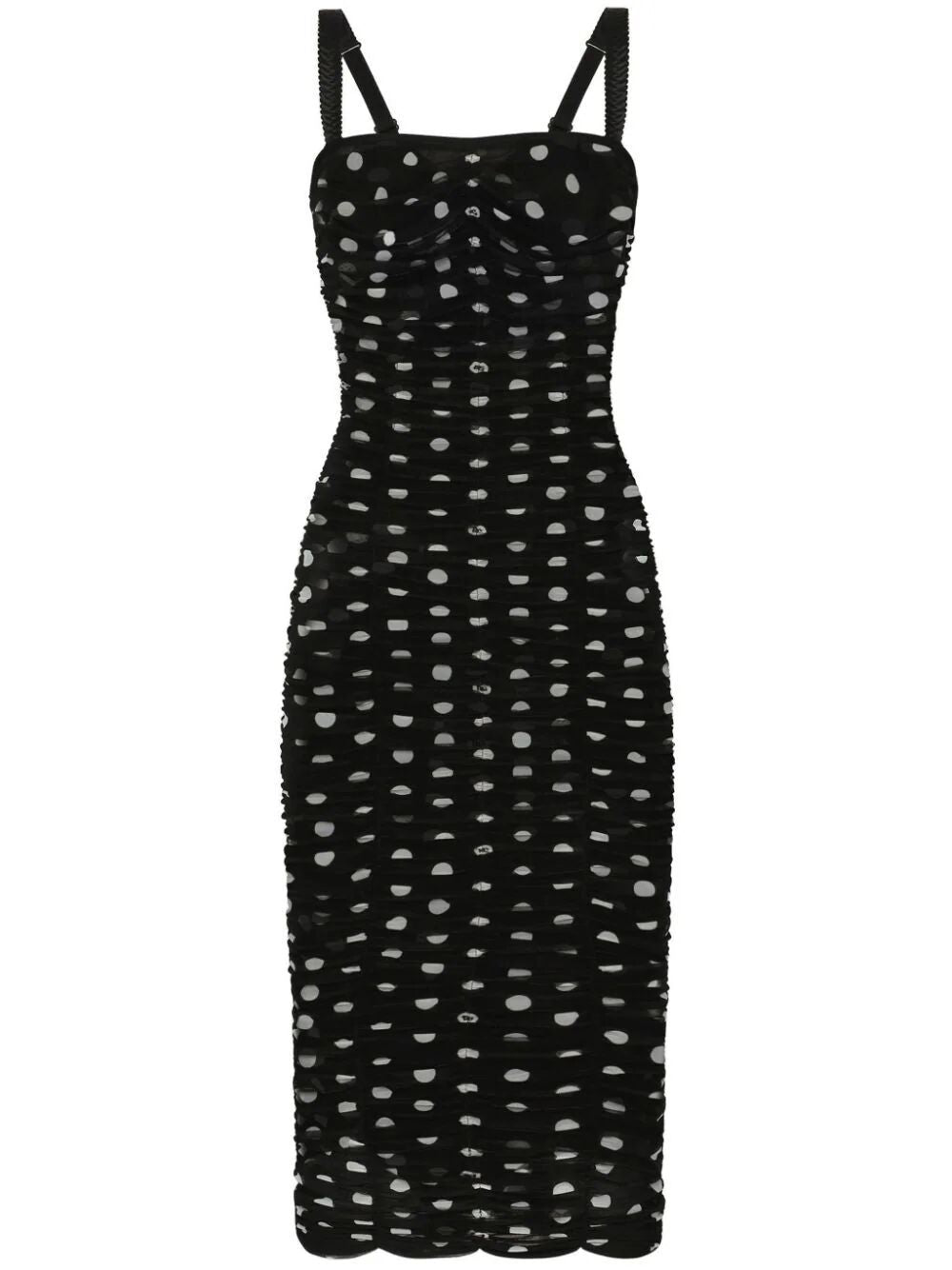 DOLCE & GABBANA Polka Dot Tulle Midi Dress