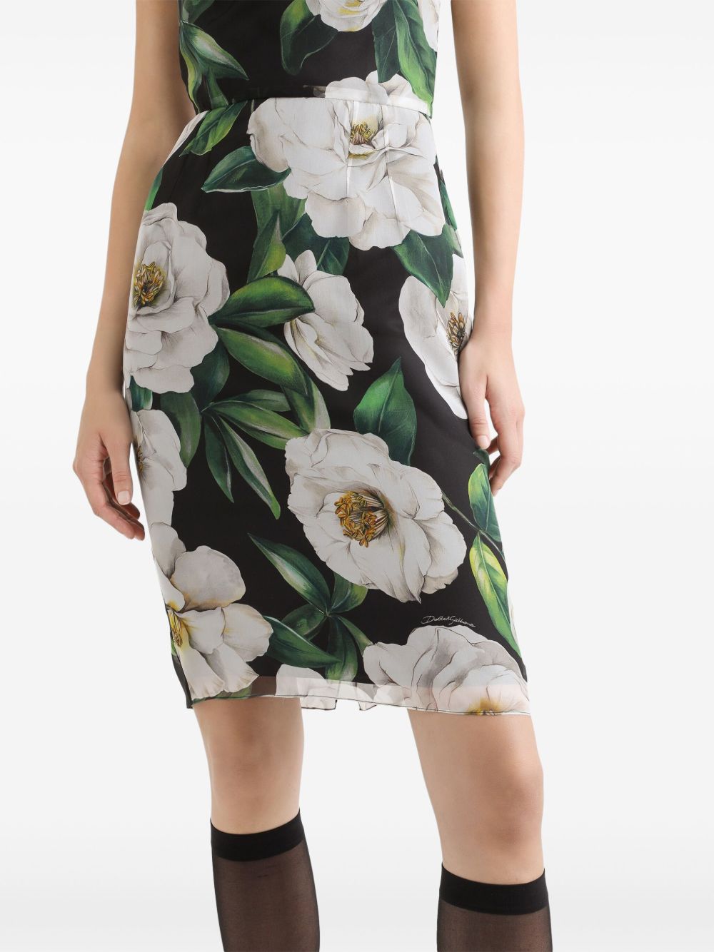 DOLCE & GABBANA Cowl Neck Sleeveless Silk Dress